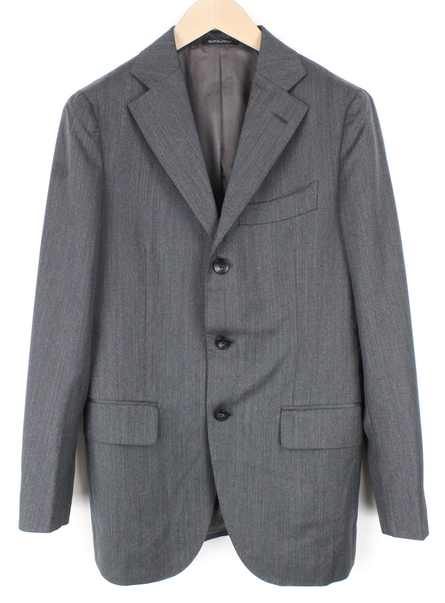 Suitsupply LA SPALLA UK36R Herringbone Grey Wool S130s Suit 73382 Size 36R - 4 Thumbnail