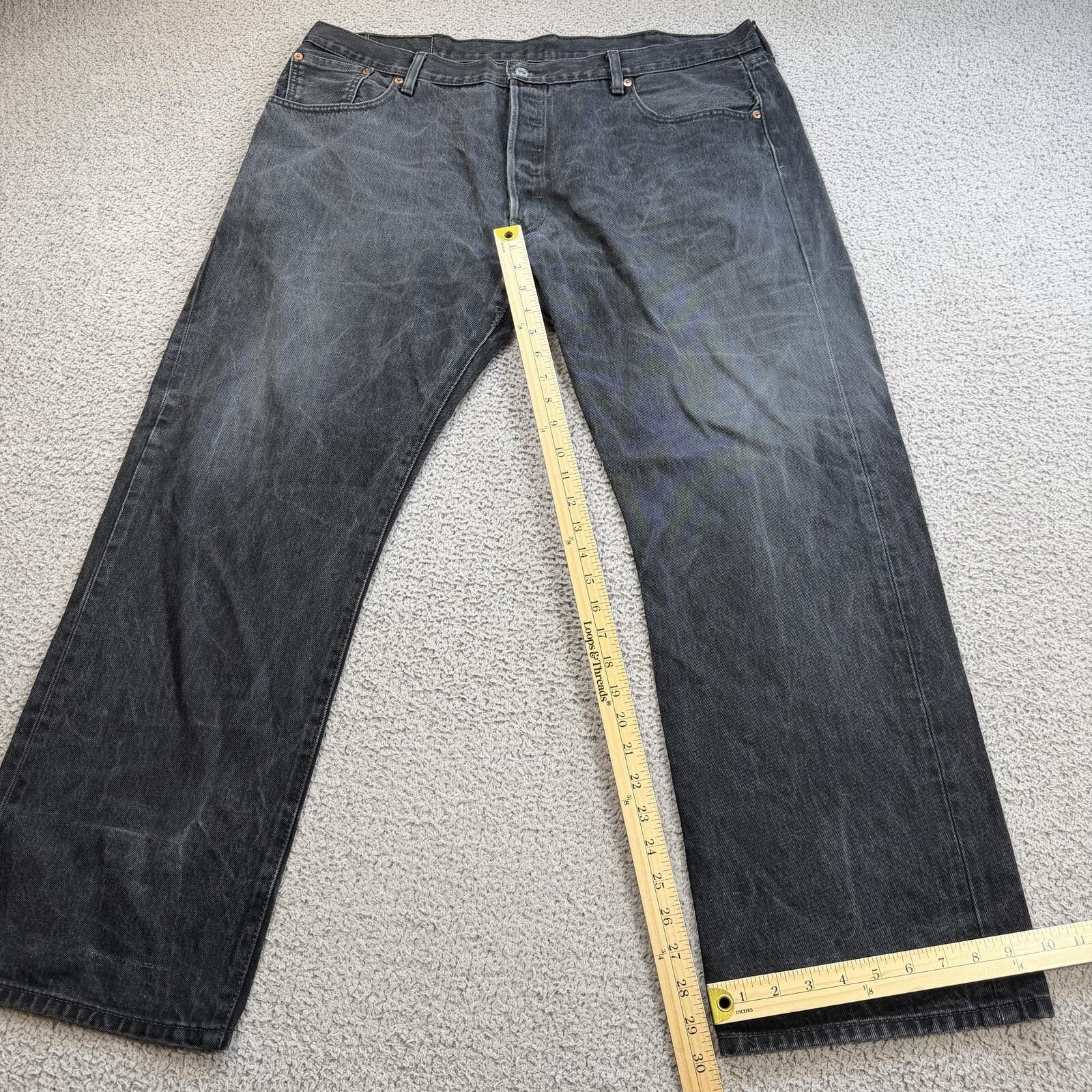 Levi's Levi's 501 Jeans Mens 42x30 Black Faded Straight Leg Classic Size US 42 / EU 58 - 4 Thumbnail