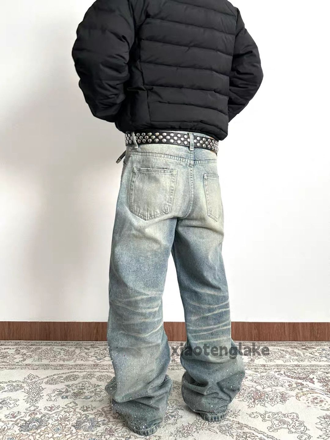 Jean xz vintage distressed punk grunge hiphop rhinestone jeans Size US 34 / EU 50 - 7 Thumbnail
