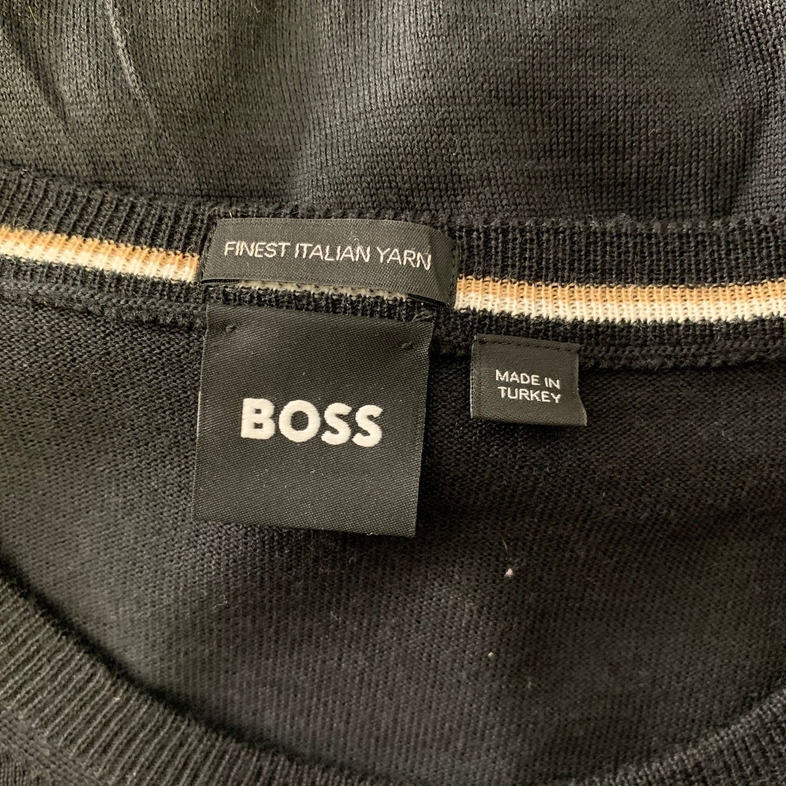 Hugo Boss HUGO BOSS Size XL Black Knitted Wool Crew-Neck Pullover Size US XL / EU 56 / 4 - 4 Thumbnail