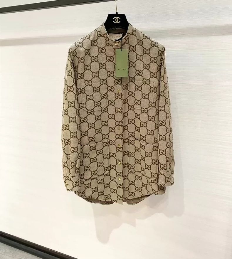 Gucci Gucci Size 38 Full logo canvas shirt jacket 2501-Nextarrow Size US XXS / EU 40 - 1 Thumbnail