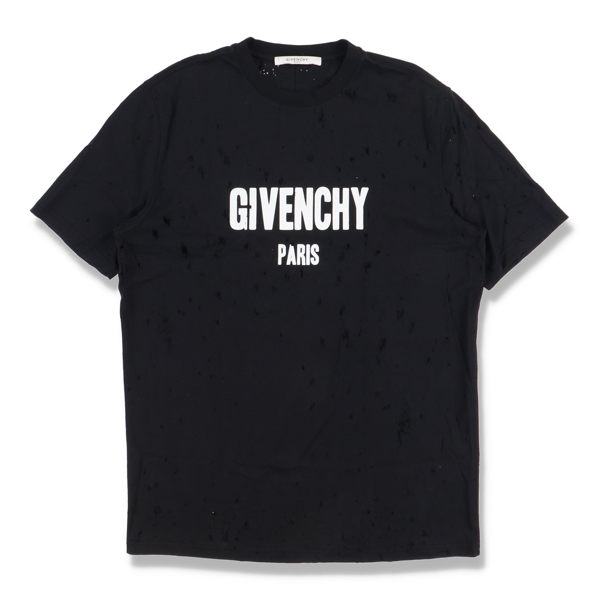 Givenchy Black Pima Cotton Distressed Logo T-Shirt Size S / US 4 / IT 40 - 2 Thumbnail