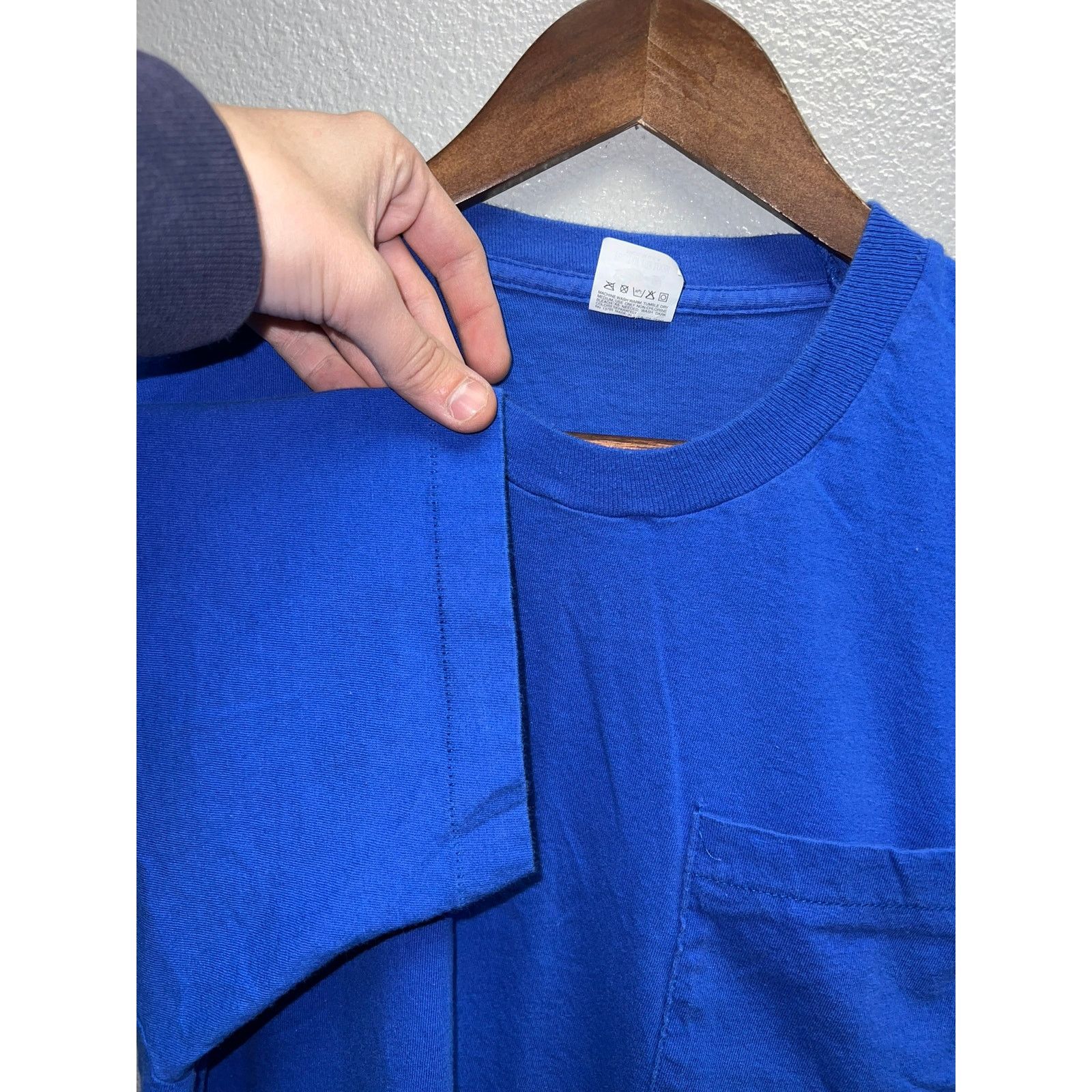 Fruit Of The Loom Vintage Blue Blank Shirt Fruit Of The Loom 90s Tee VTG Large Size US L / EU 52-54 / 3 - 4 Thumbnail