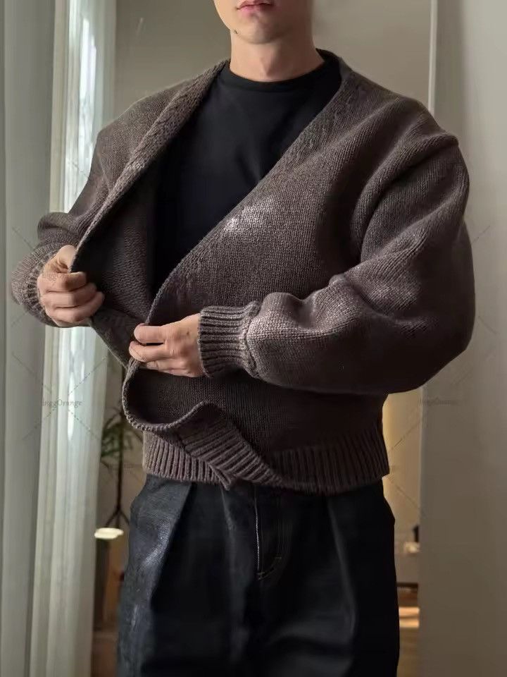 Japanese Brand Retro V-neck Brown Knitted Cardigan Sweater Size US L / EU 52-54 / 3 - 2 Thumbnail