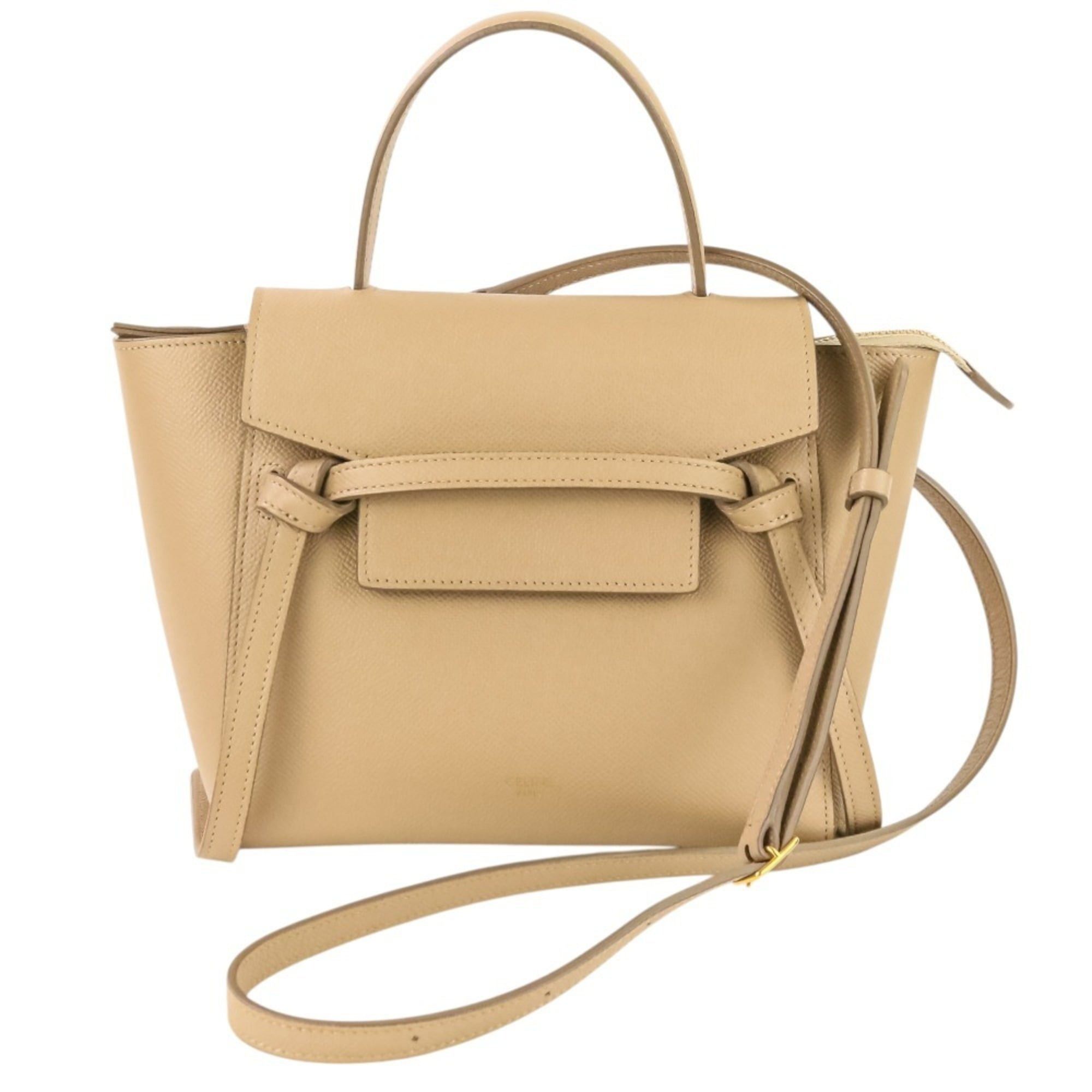 Celine CELINE Belt Bag Nano 2-way shoulder bag, grained calfskin, beige, women's. Size ONE SIZE - 1 Thumbnail