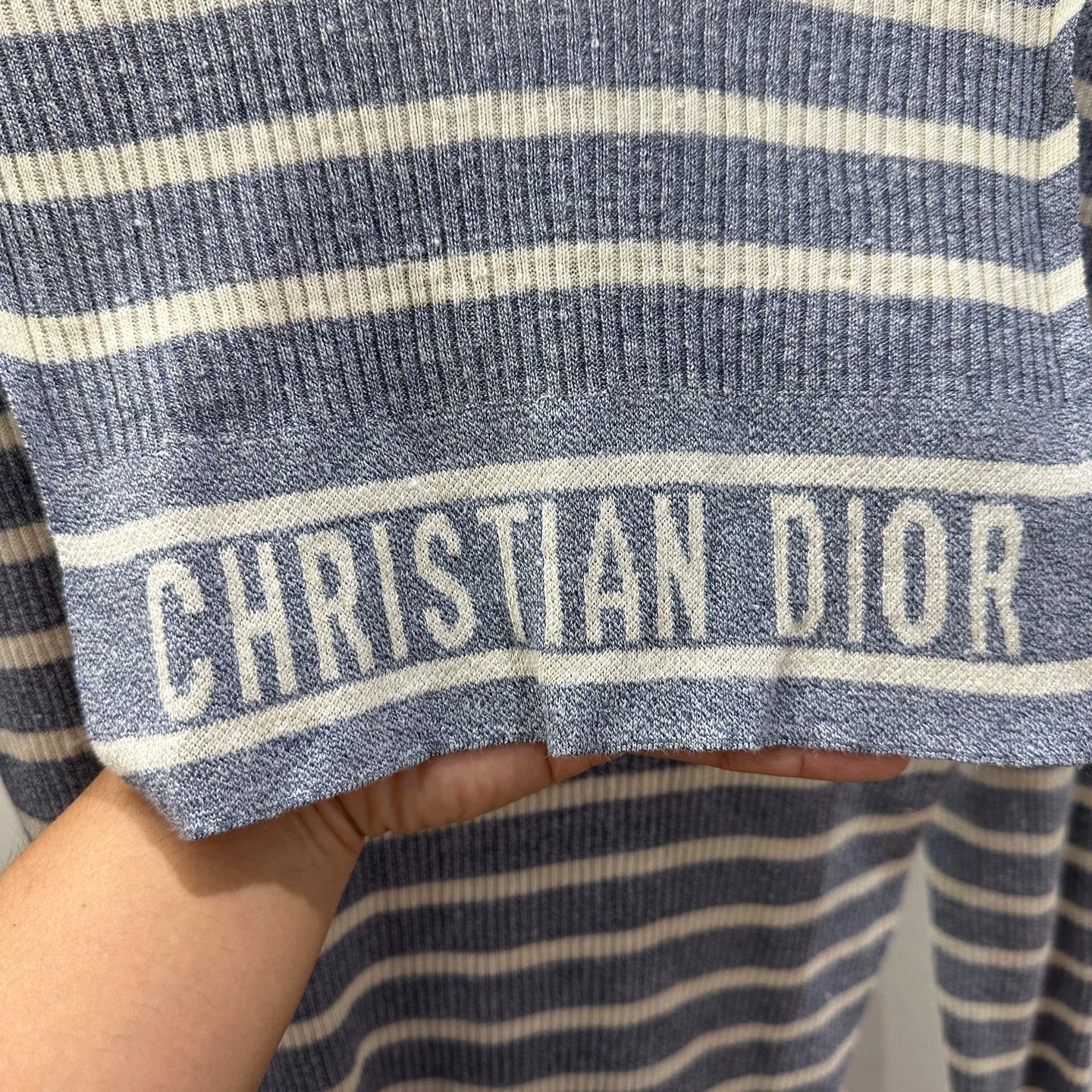 Christian Dior Monsieur Dior may791 25FW Striped Navy-Collar Linen Knit Top 34 Size XS / US 0-2 / IT 36-38 - 6 Thumbnail