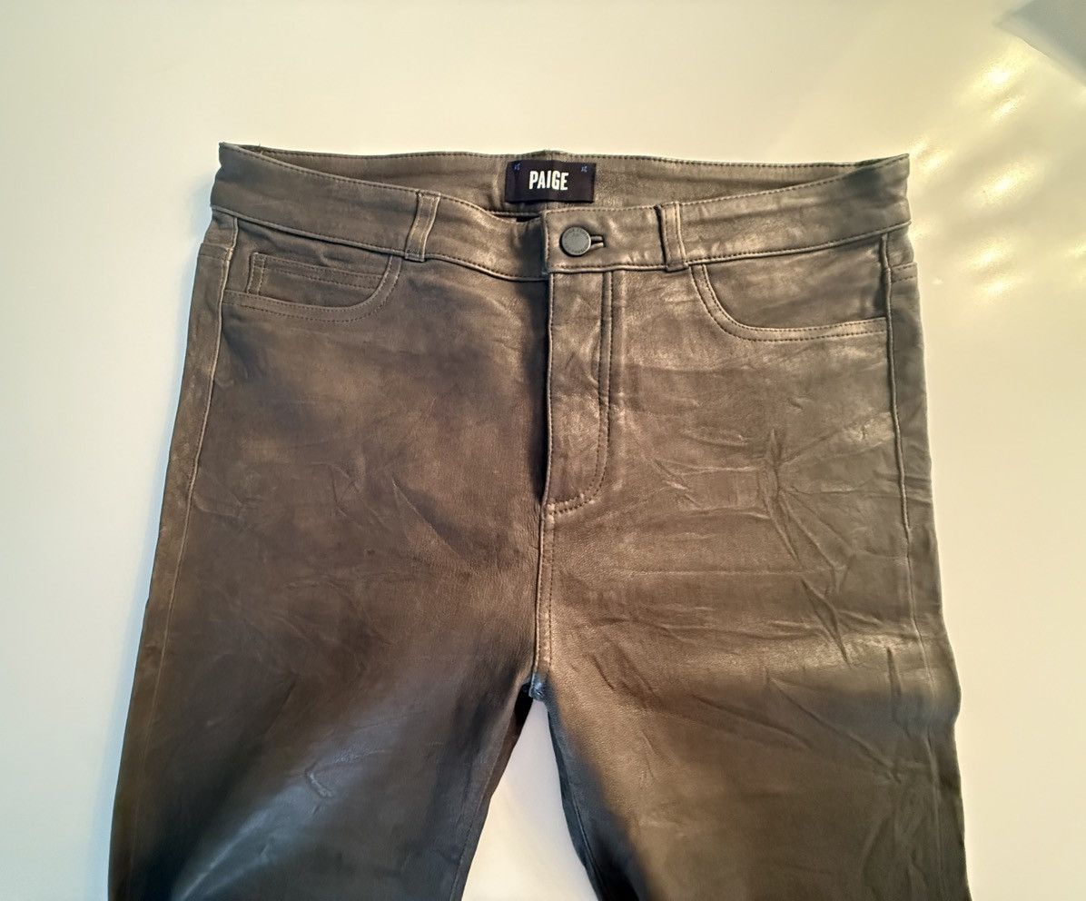 Paige PAIGE Genuine Leather Men's Pants Dark Gray, Textured Finish Size US 32 / EU 48 - 1 Thumbnail