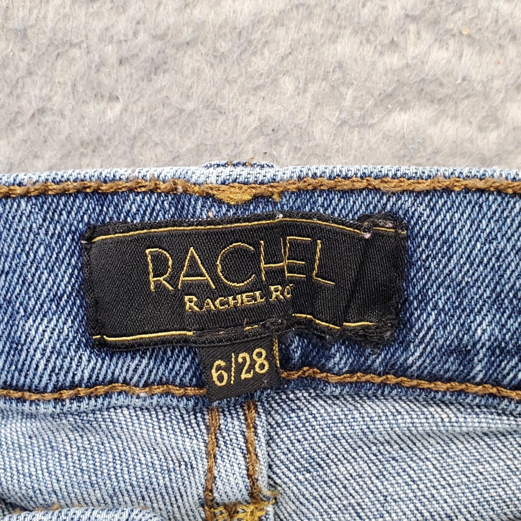 Vintage Rachel Roy Jeans Women's 6/28 Blue Denim Stretch Boho Distressed High Waisted Jeans Regular 27.75" Inseam 5-Pocket Denim Blue Womens Size 6 Size 28" / US 6 / IT 42 - 7 Thumbnail