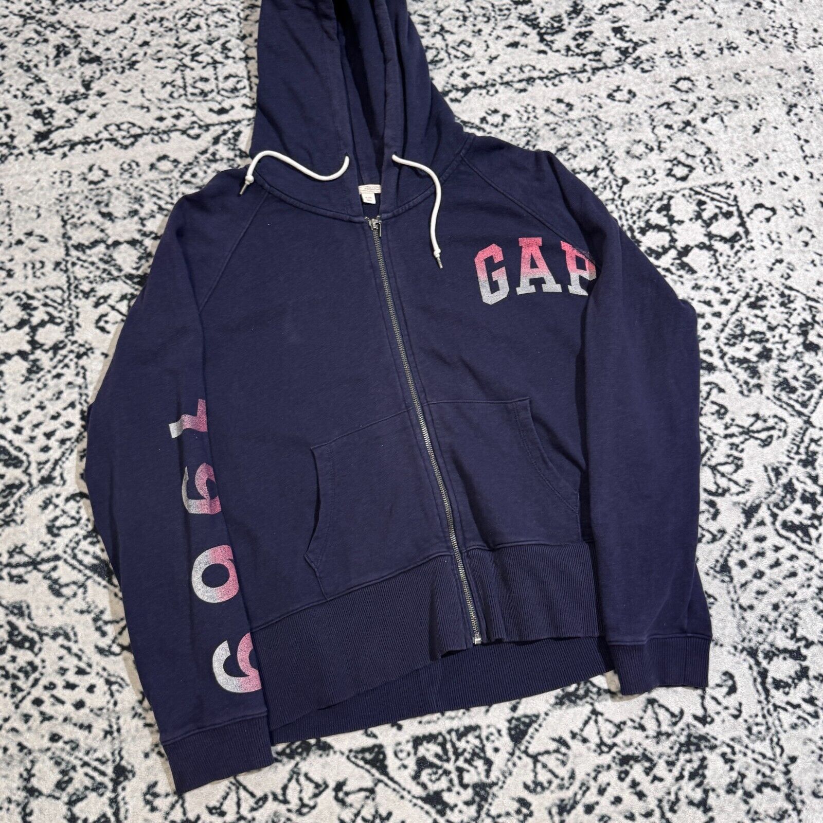 Gap × Vintage Vintage Gap Unisex Navy Blue Cotton Hoodie Zip Size XL 90s Size US XL / EU 56 / 4 - 3 Thumbnail