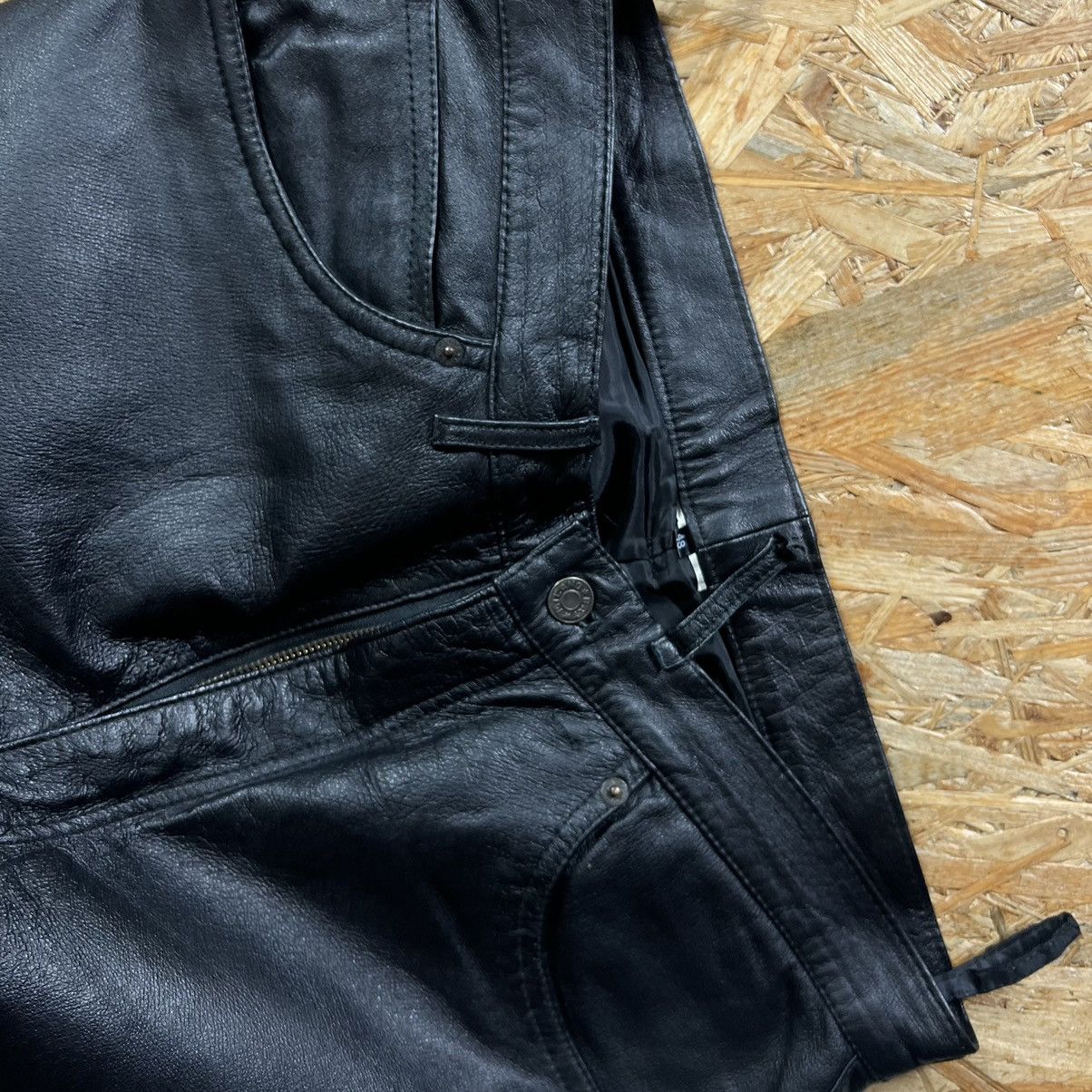 Genuine Leather × Playboi Carti × Vintage Playboi Carti Leather pants opium rave biker Y2K trousers Size US 32 / EU 48 - 3 Thumbnail