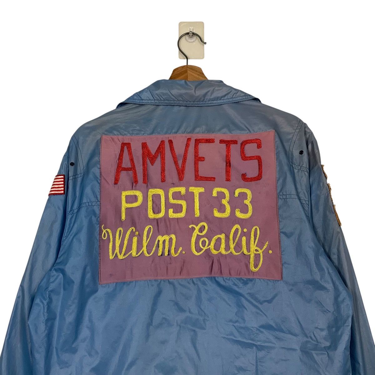 Vintage AMVETS World War II Korea Vietnam Nylon Jacket #2432-C109 Size US M / EU 48-50 / 2 - 2 Thumbnail