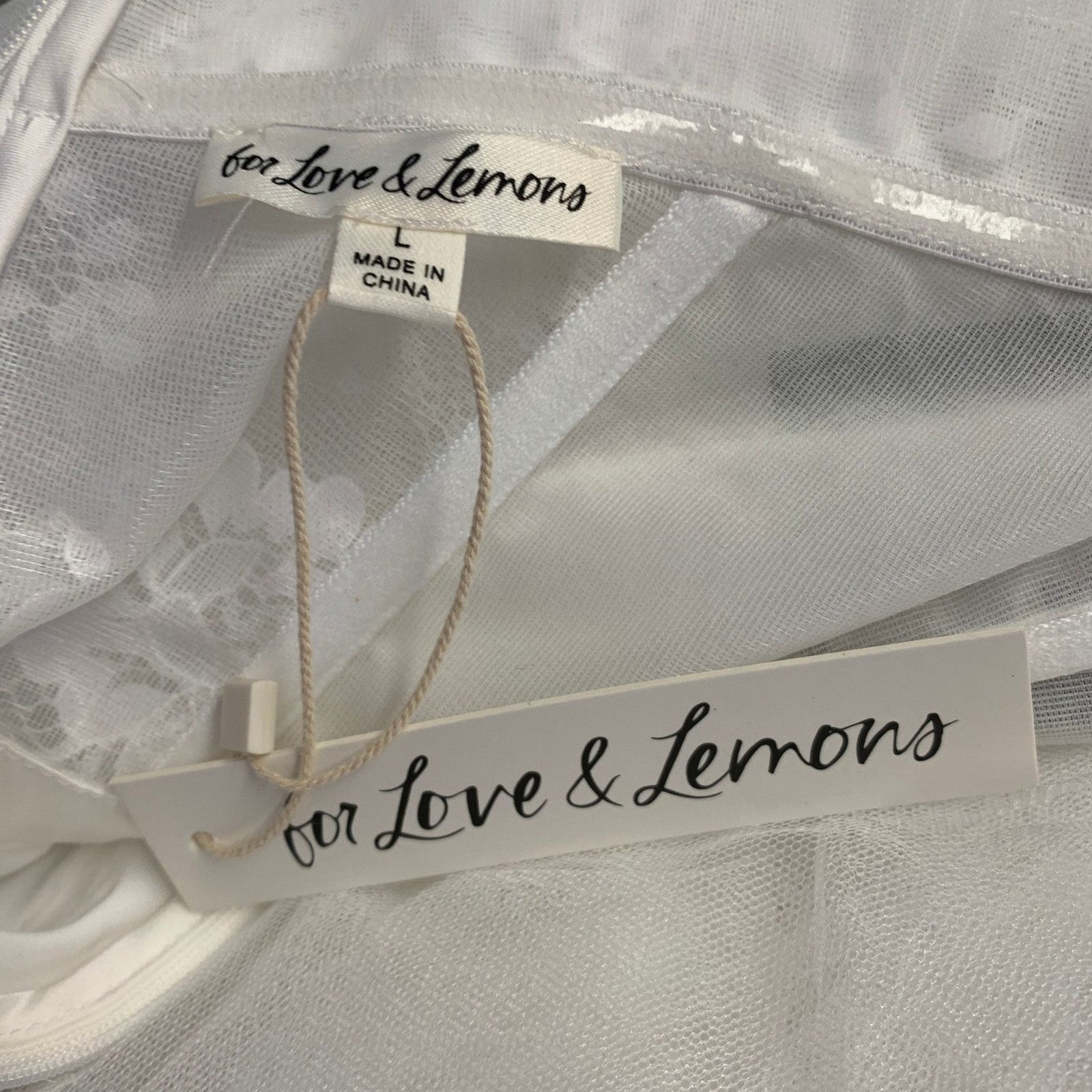 For Love & Lemons White Nylon Ruffled Lace Strapless Corset Dress Size L / US 10 / IT 46 - 5 Thumbnail
