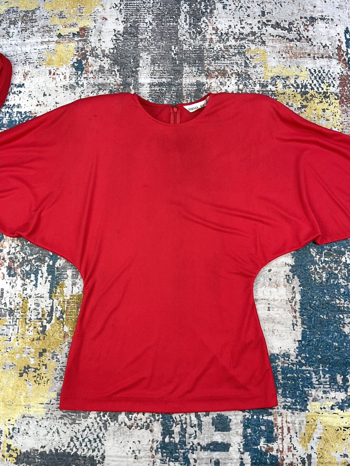 Norma Kamali Vtg Norma Kamali Shoulder Pad Over L/Sleeve Shirt Size XS / US 0-2 / IT 36-38 - 3 Thumbnail