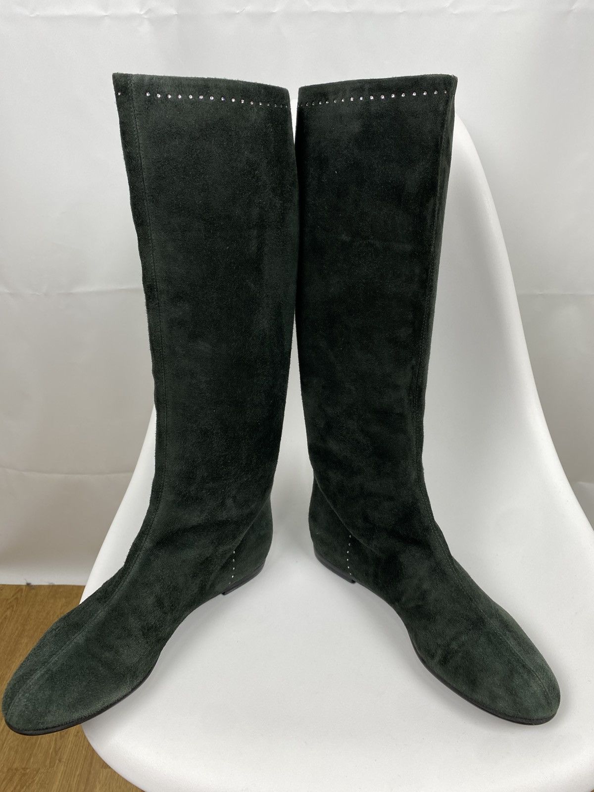 Other Vicini Genuine Suede Dark Green Boots Knee Length size 39.5 Size US 9.5 / IT 39.5 - 6 Thumbnail