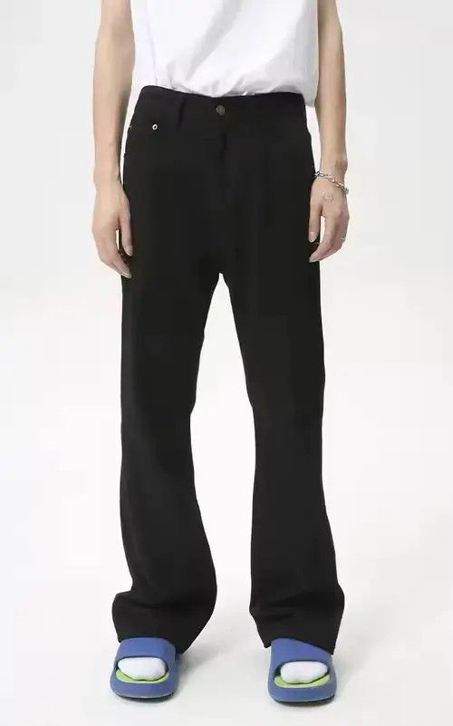 Japanese Brand Ripped Jeans Men Black Streetwear Y2k Denim Size US 29 - 1 Thumbnail
