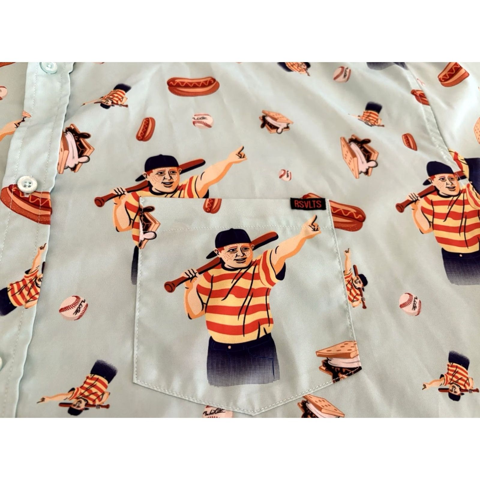 Greats RSVLTS The Sandlot Great Hambino Button Up Shirt Kunuflex Mens 4XL Multicolor Movie Baseball Shirt Size US XXL / EU 58 / 5 - 4 Thumbnail
