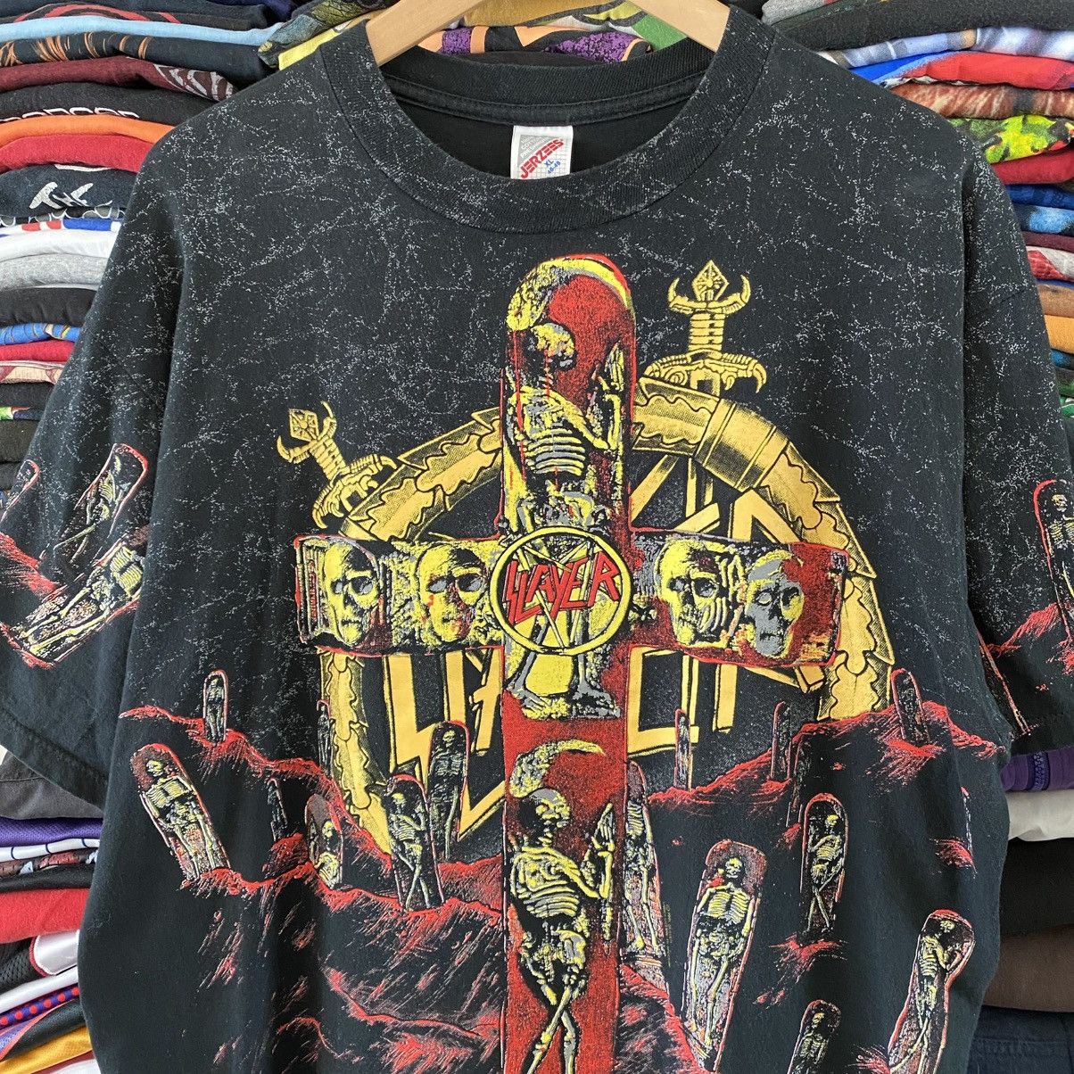 Jerzees Vintage Slayer T-Shirt All Over Print Seasons in the Abyss Size US XL / EU 56 / 4 - 2 Thumbnail