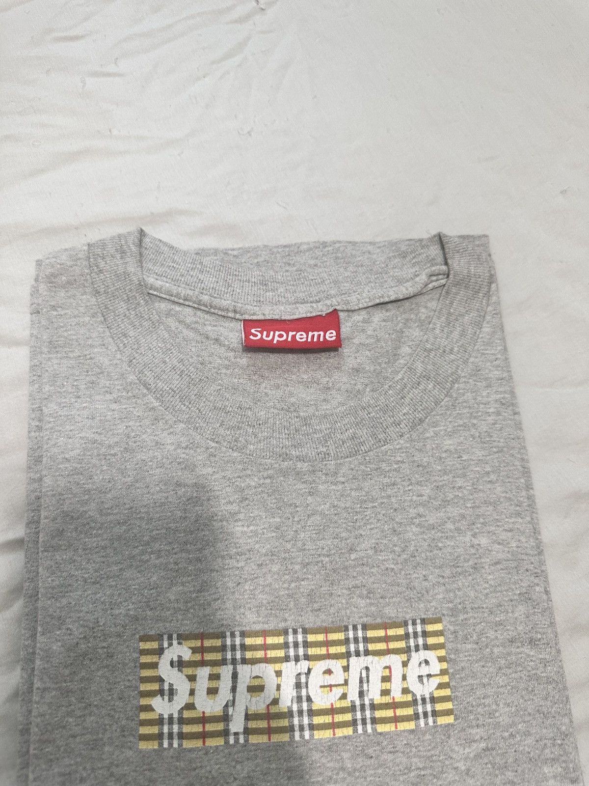 Supreme 1997 Supreme Burberry Box Logo Gray Tee XL Size US XL / EU 56 / 4 - 4 Thumbnail