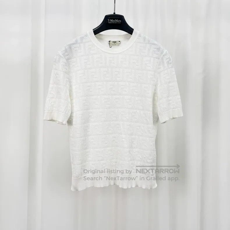 Fendi Fendi Full Print Openwork Monogram Knit Short Sleeve Size XS / US 0-2 / IT 36-38 - 1 Thumbnail