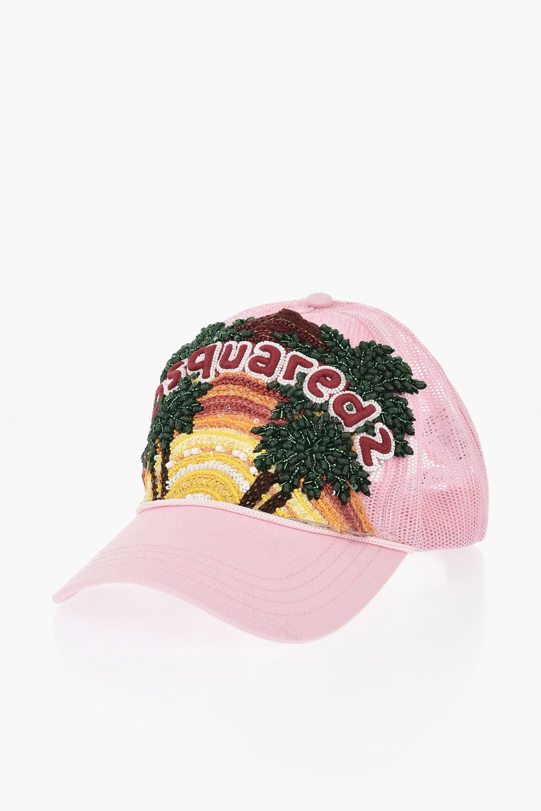 Dsquared2 Cotton and Mesh Baseball Cap TROPICAL with Bead and Sequin Embellishments Size ONE SIZE - 1 Thumbnail