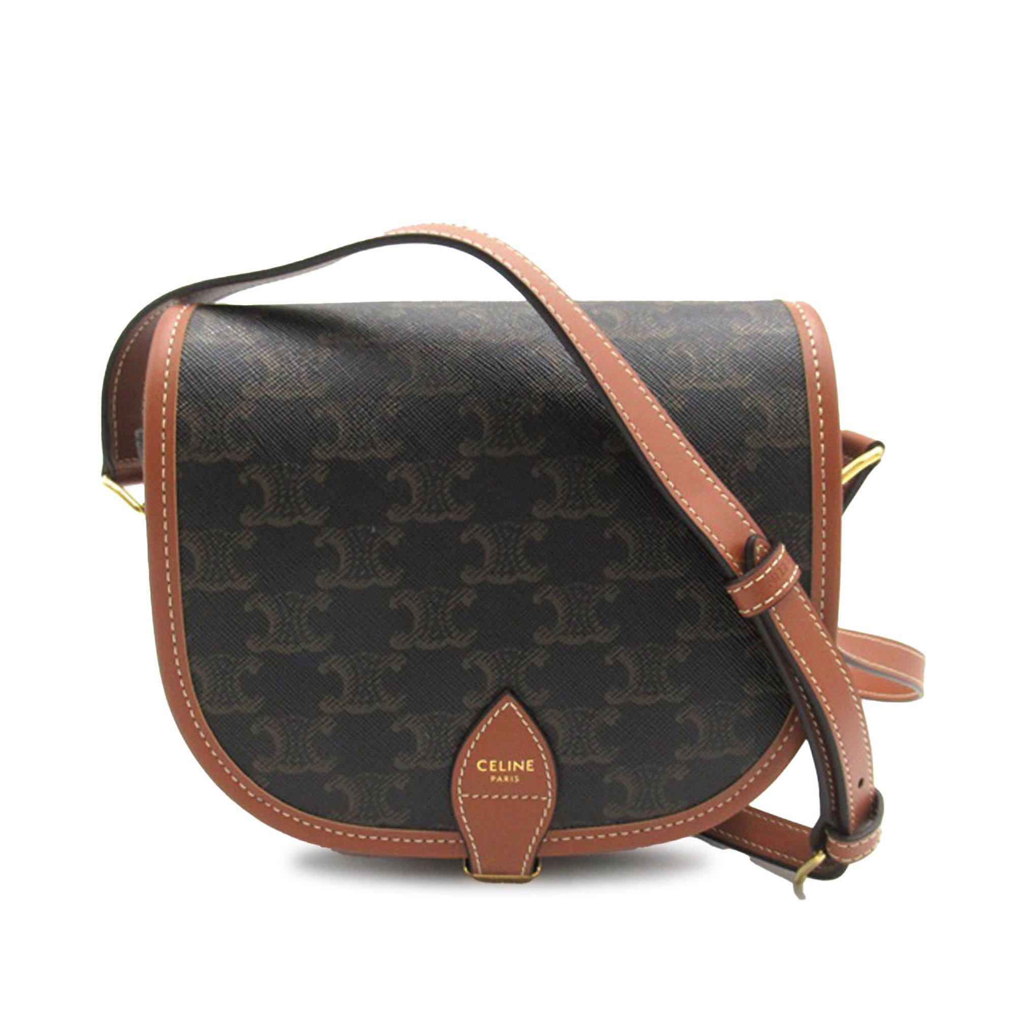 image of Celine Medium Triomphe Folco Bag in Brown, Women's