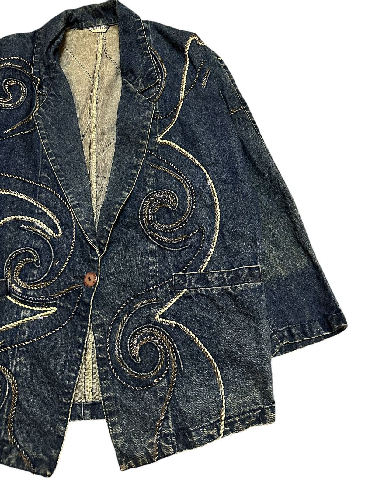 Japanese Brand vintage denim blazer rare design Size US M / EU 48-50 / 2 - 2 Thumbnail