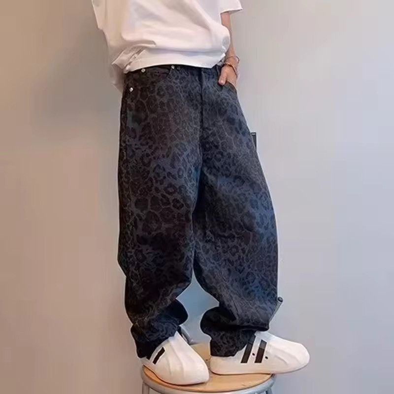 Jean Wide Leg Leopard Print Denim - Baggy Skate Style -Brand New Size US 31 - 3 Thumbnail