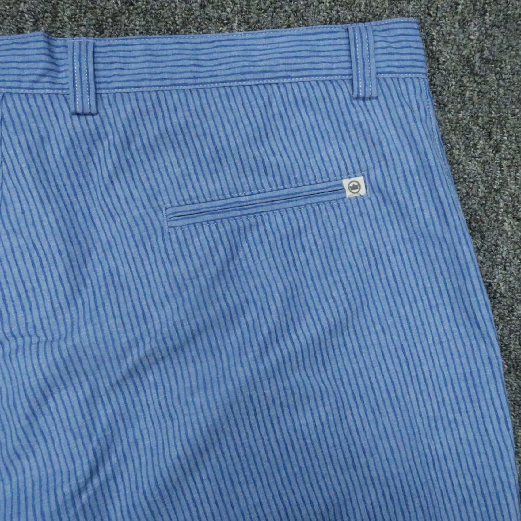 Peter Millar Peter Millar Shorts Mens 40 Blue Striped Shackleford Performance Stretch Golf Shirt? Size US 40 / EU 56 - 5 Thumbnail