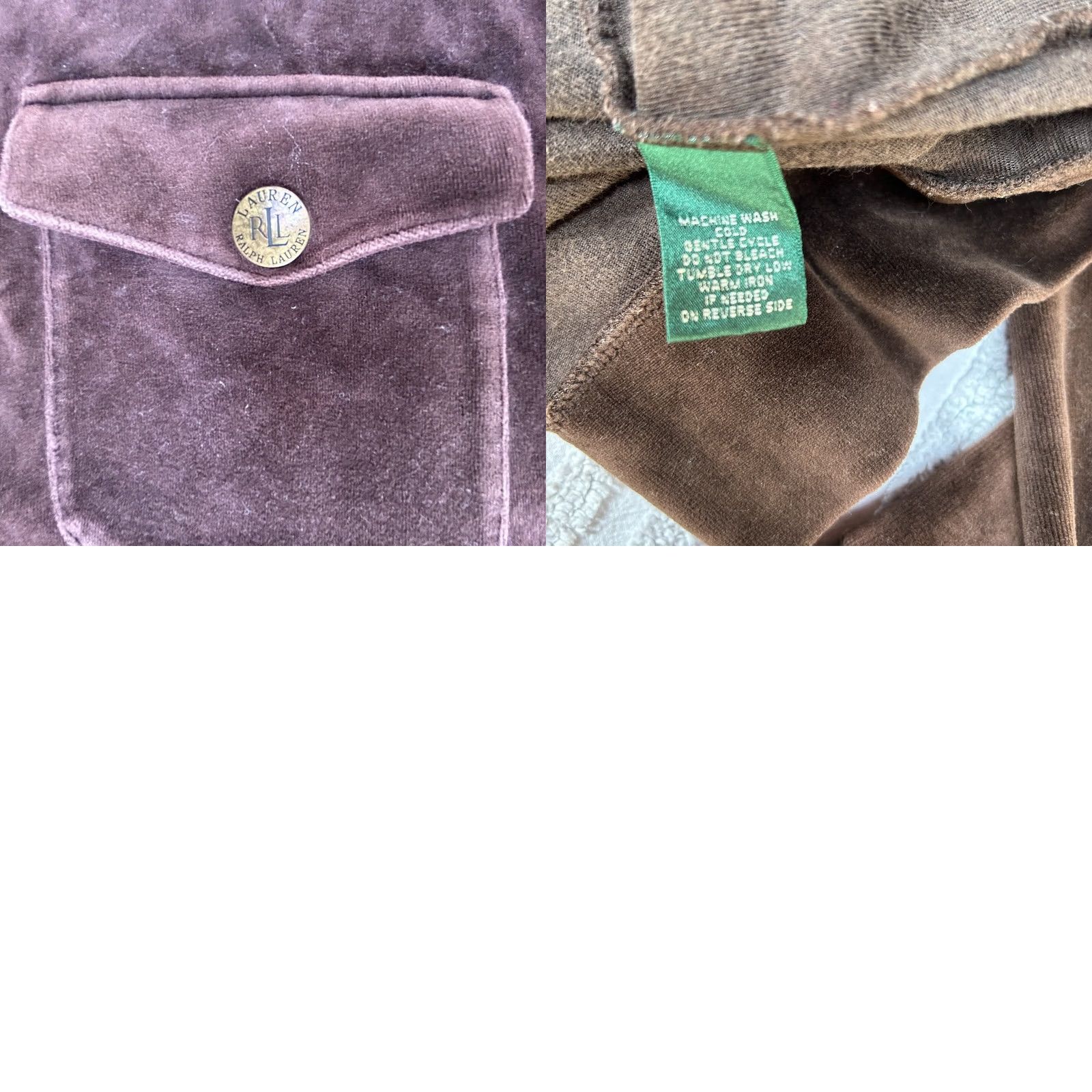Ralph Lauren Lauren Ralph Lauren Womens Large Brown Velvet Track Jacket Full Zip Mock Neck Size L / US 10 / IT 46 - 8 Thumbnail
