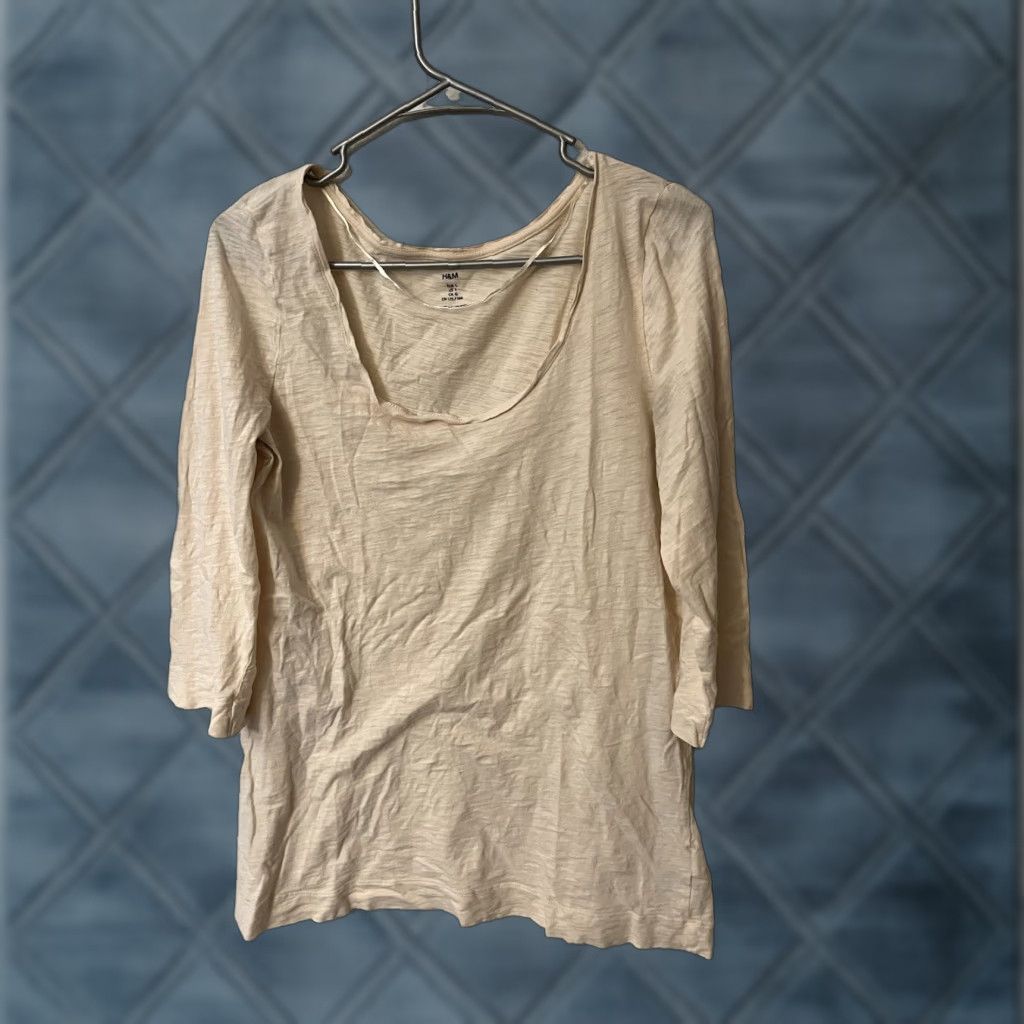 H&M H&M Peach Tunic Top Shirt Women Large 3/4 Sleeve Round Neck Casual Workwear Travel Size L / US 10 / IT 46 - 1 Thumbnail