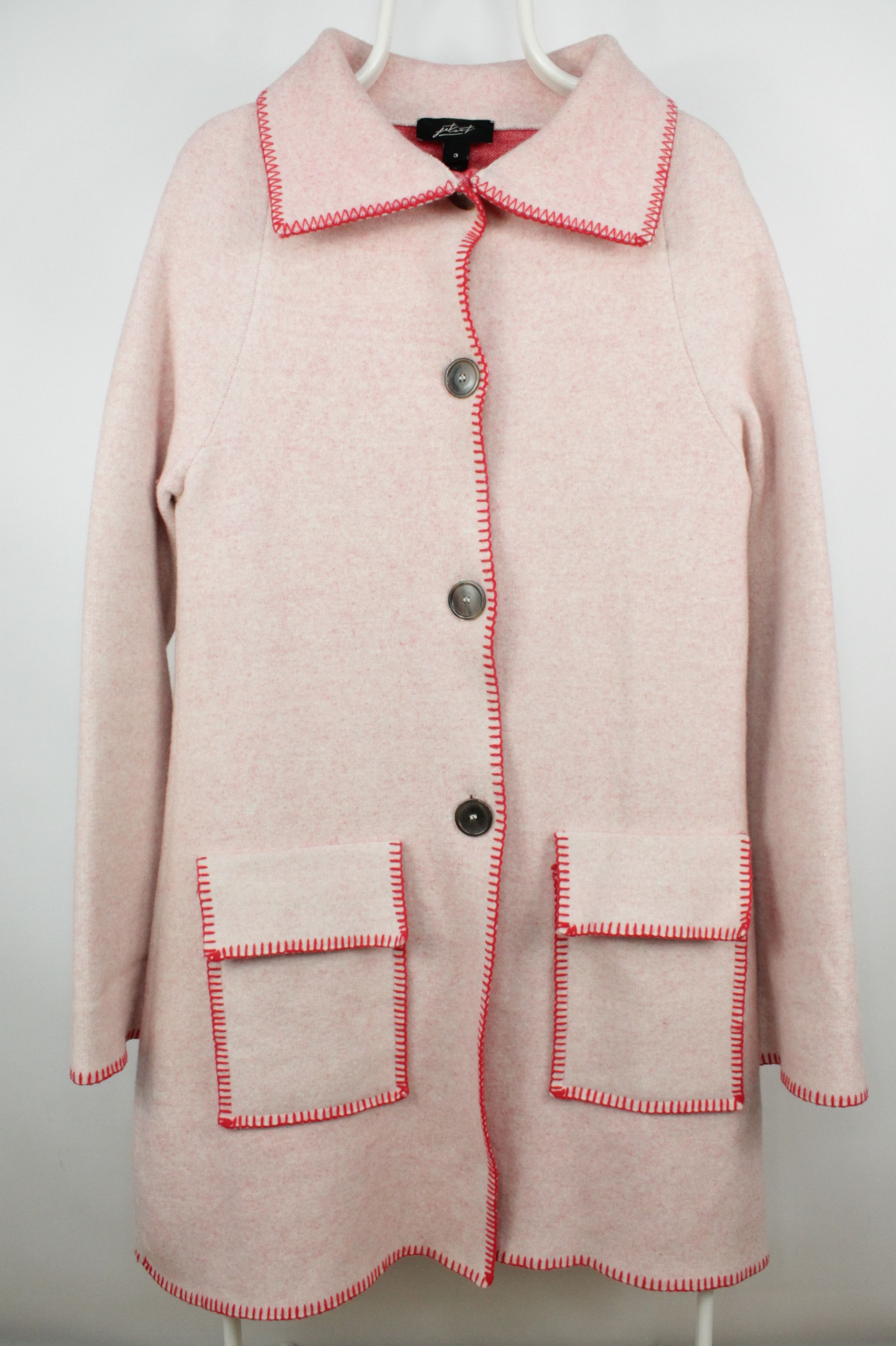 JET SET JET SET Pink / Red Knit Wool Angora Blend Casual Coat Size M / US 6-8 / IT 42-44 - 1 Thumbnail