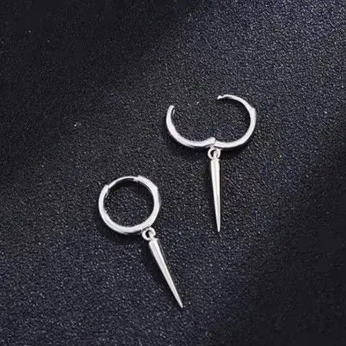 Jewelry × Other 925 Silver Plated Geometry Triangle Cone Earrings for Men Size ONE SIZE - 2 Thumbnail