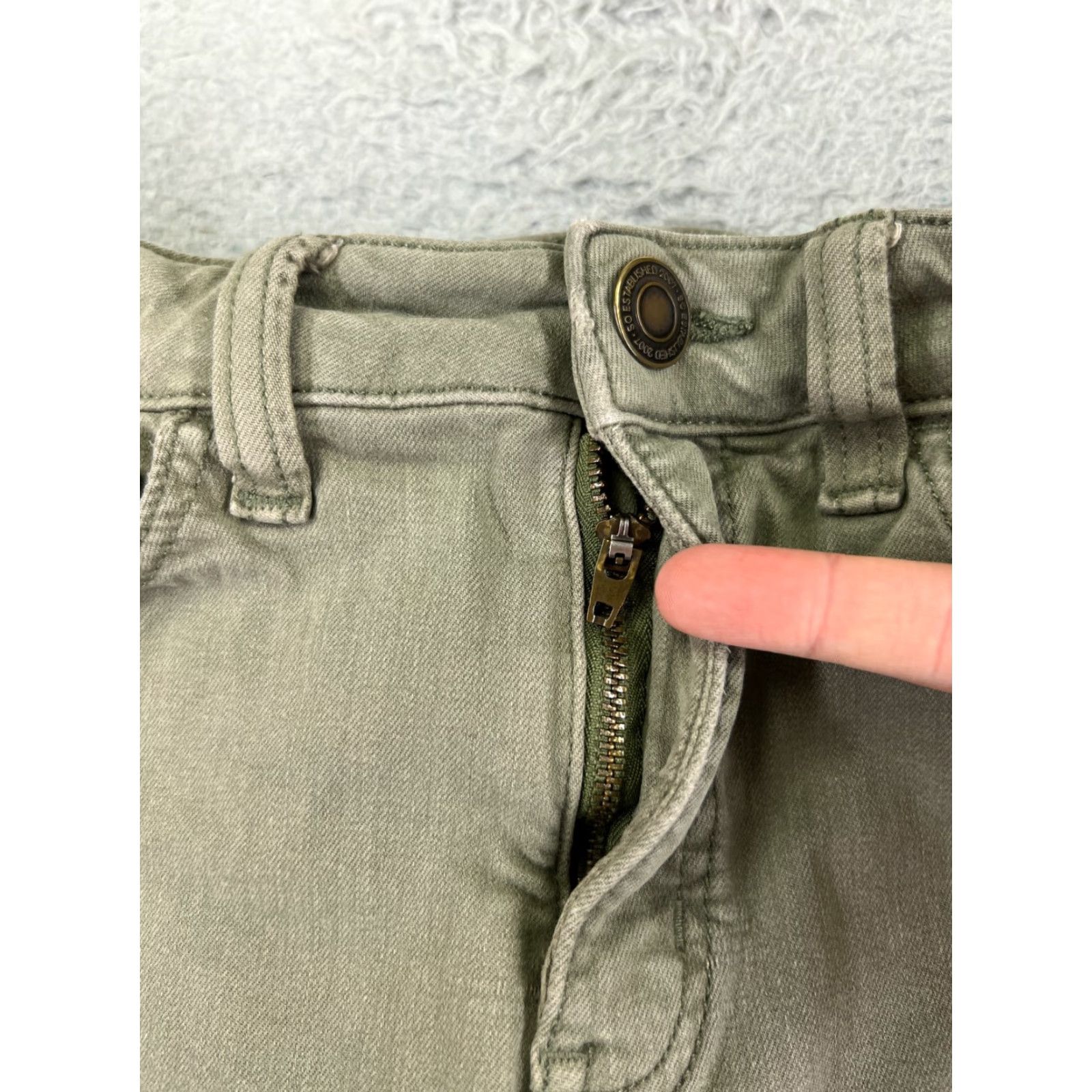 Vintage SO Jeans Women’s Jeans Crop Mid Rise 26x23 Green Denim Cotton Blend 11 Regular Mens Womens Boys Girls Size 32" / US 10 / IT 46 - 5 Thumbnail