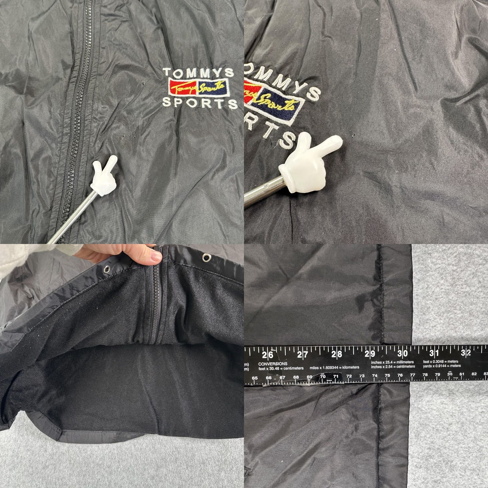 Logo 7 VINTAGE Super USA Windbreaker Jacket Mens L Black Logo Back Patch Striped Sleeves Full Zip Lined Pockets Size US L / EU 52-54 / 3 - 8 Thumbnail