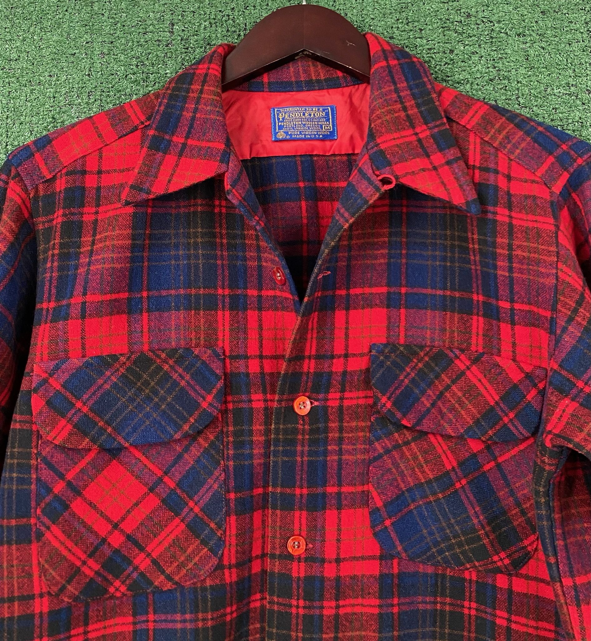 Pendleton 70’s Pendleton Wool Plaid Flap Pocket Flannel Shirt Medium Size US M / EU 48-50 / 2 - 2 Thumbnail