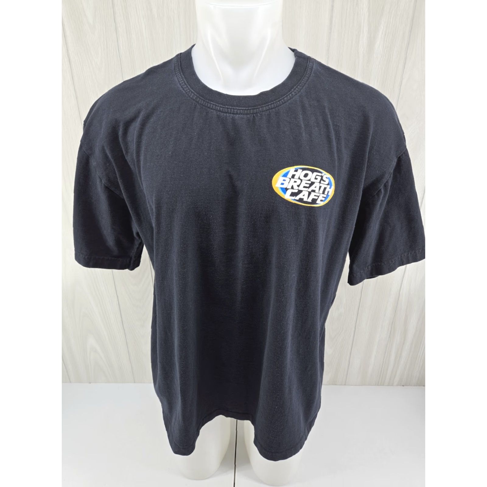 Vintage Hog’s Breath Cafe Saloon Cairns Australia Short Sleeve T-Shirt L Black Bad Hog Clothing Mens Shirt 90s Outdoor Australia Anniversary Shirt Size US L / EU 52-54 / 3 - 3 Thumbnail