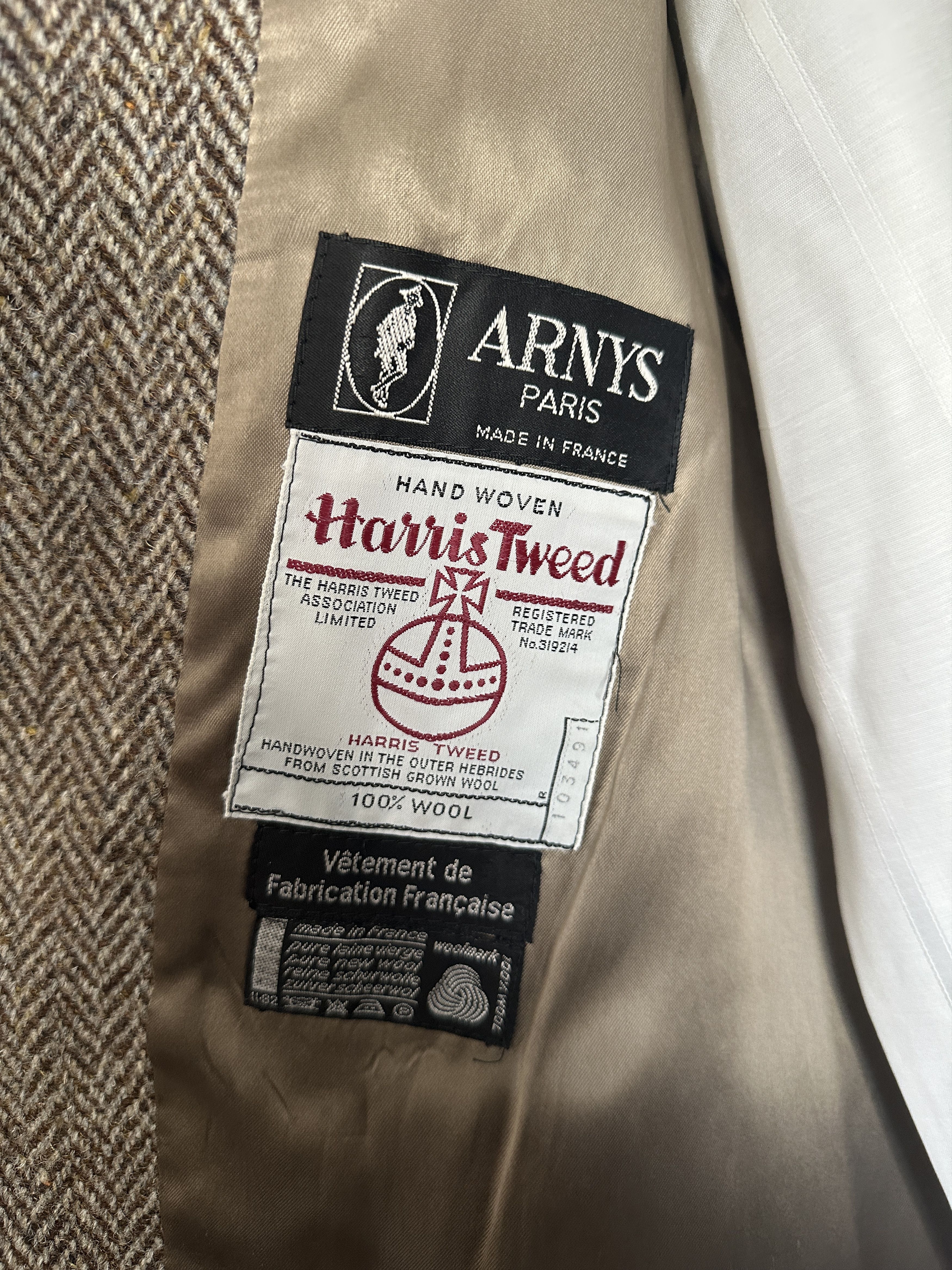 Other Vintage Arnys 80s Harris Tweed wool coat made in FRANCE Size US L / EU 52-54 / 3 - 5 Thumbnail