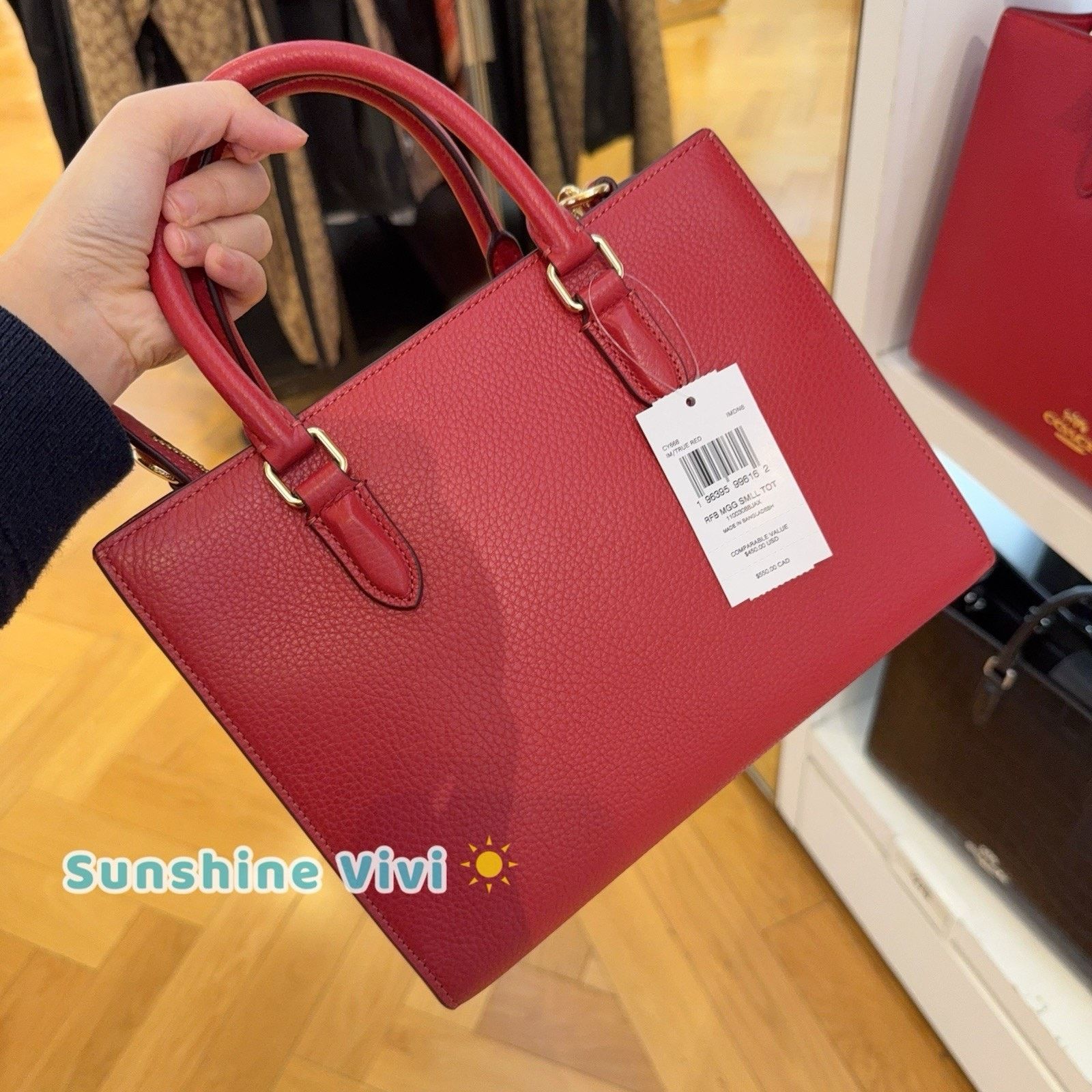 Coach NWT Coach Maggie Small Tote Bag CY668 Gold/True Red Size ONE SIZE - 6 Thumbnail