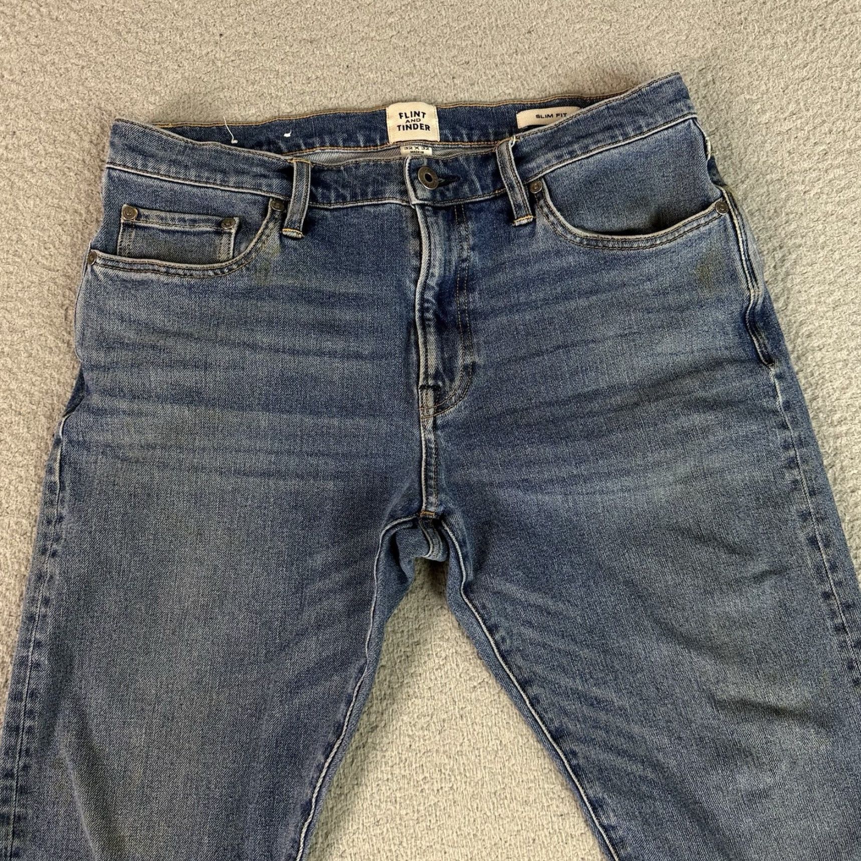 Flint And Tinder Flint and Tinder Jeans Mens 32x32 Blue Slim Fit Denim Pants 5-Pocket Style City USA Slim Mens Blue Jeans Size US 32 / EU 48 - 3 Thumbnail