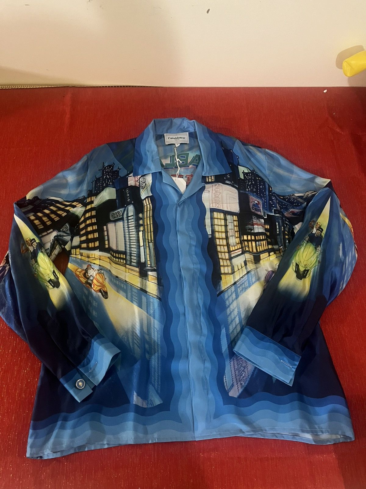 Casablanca Casablanca Silk Twill Cuban Collar Shirt Sz XL Tokyo Nights Size US XL / EU 56 / 4 - 16 Thumbnail