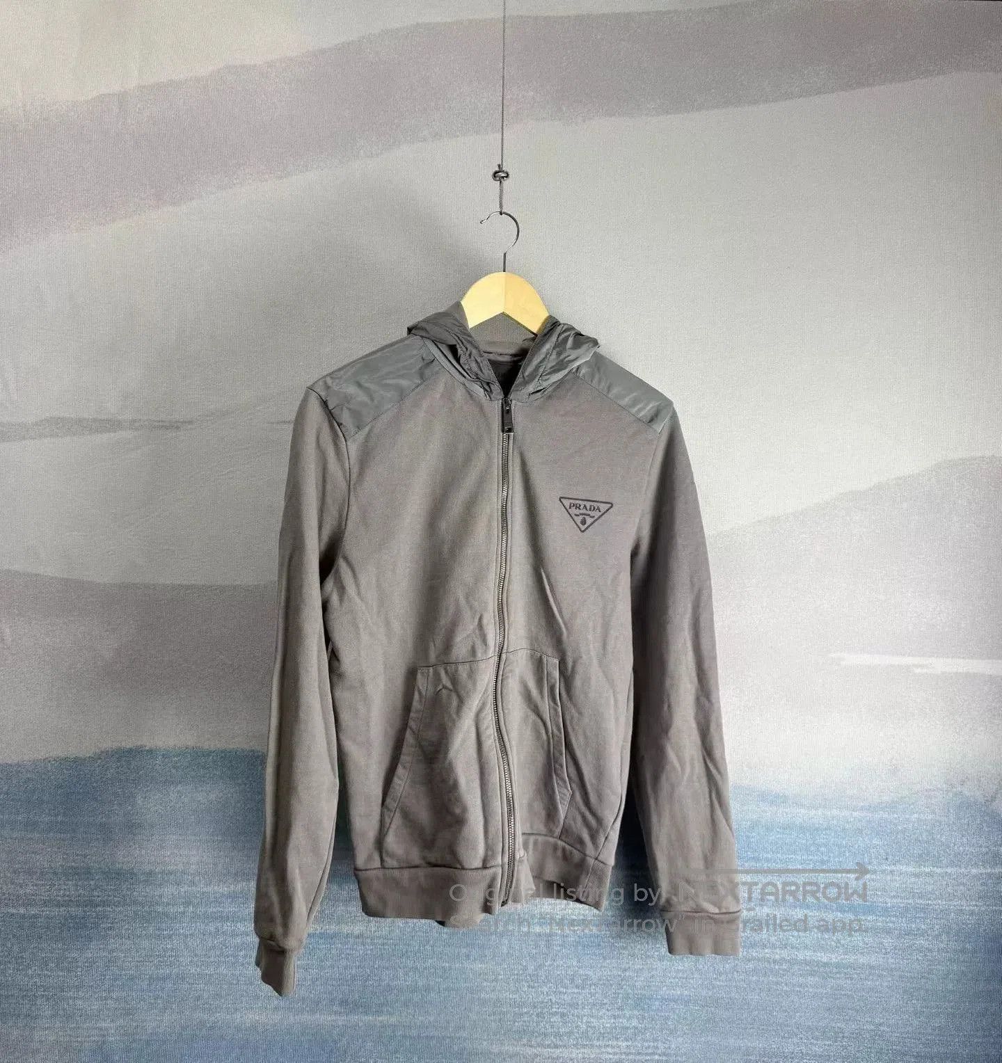 Prada Prada Gray Triangular Logo Hooded Jacket. Size US S / EU 44-46 / 1 - 1 Thumbnail