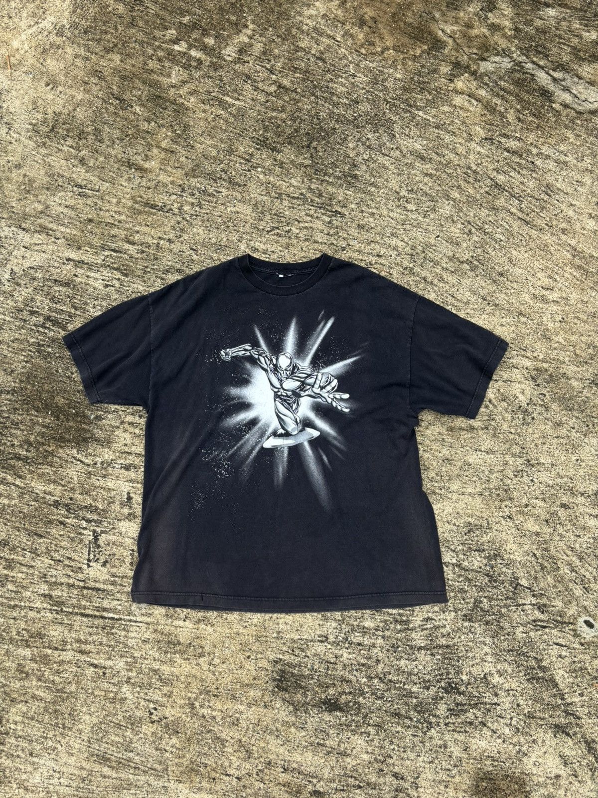 Marvel Comics Vintage Sun Faded Black Marvel Silver Surfer Tee🛸✨👾 Size US XL / EU 56 / 4 - 1 Thumbnail
