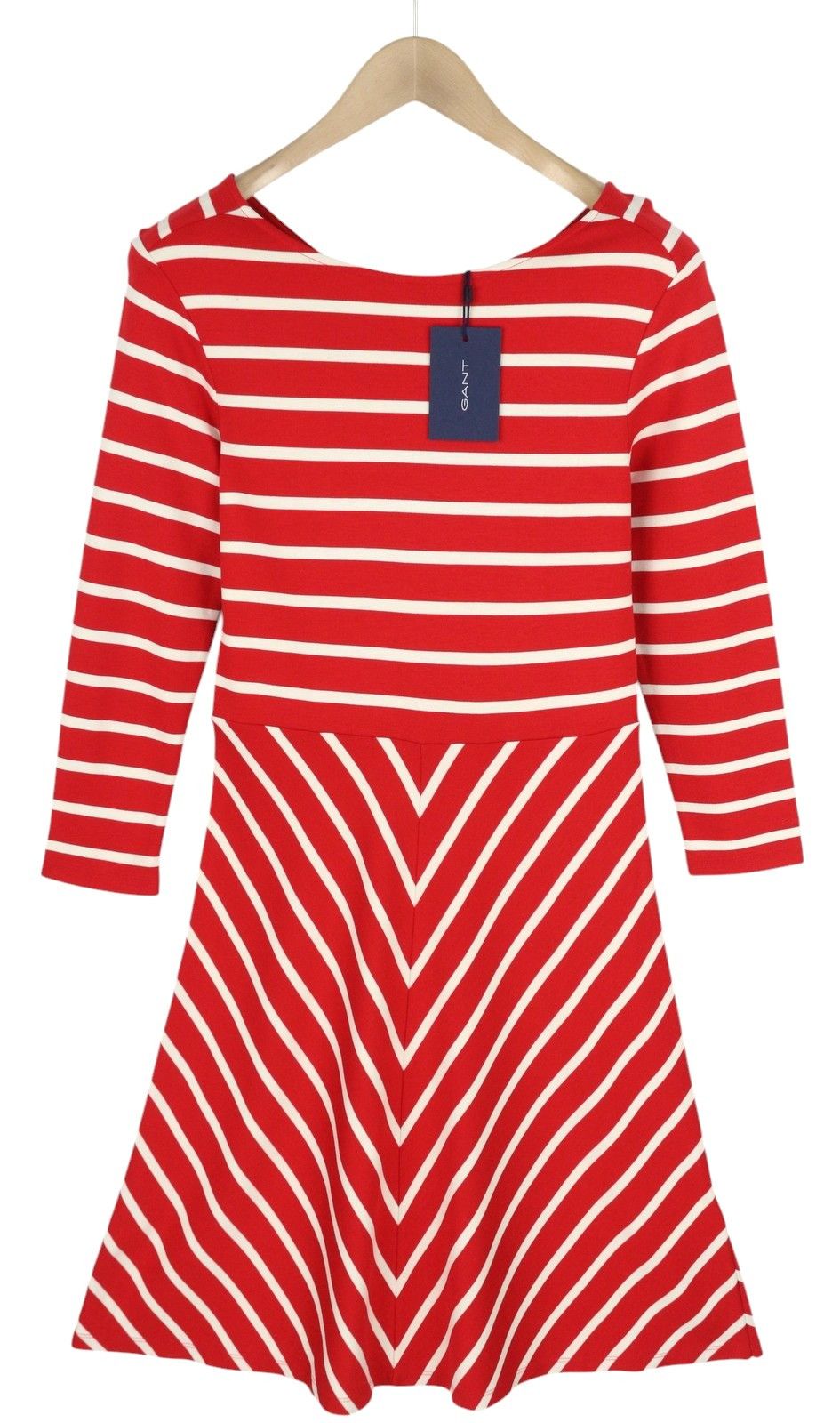 Gant STRIPED S Red Round Neck 3/4 Sleeves Dress 85003 Size S / US 4 / IT 40 - 1 Thumbnail