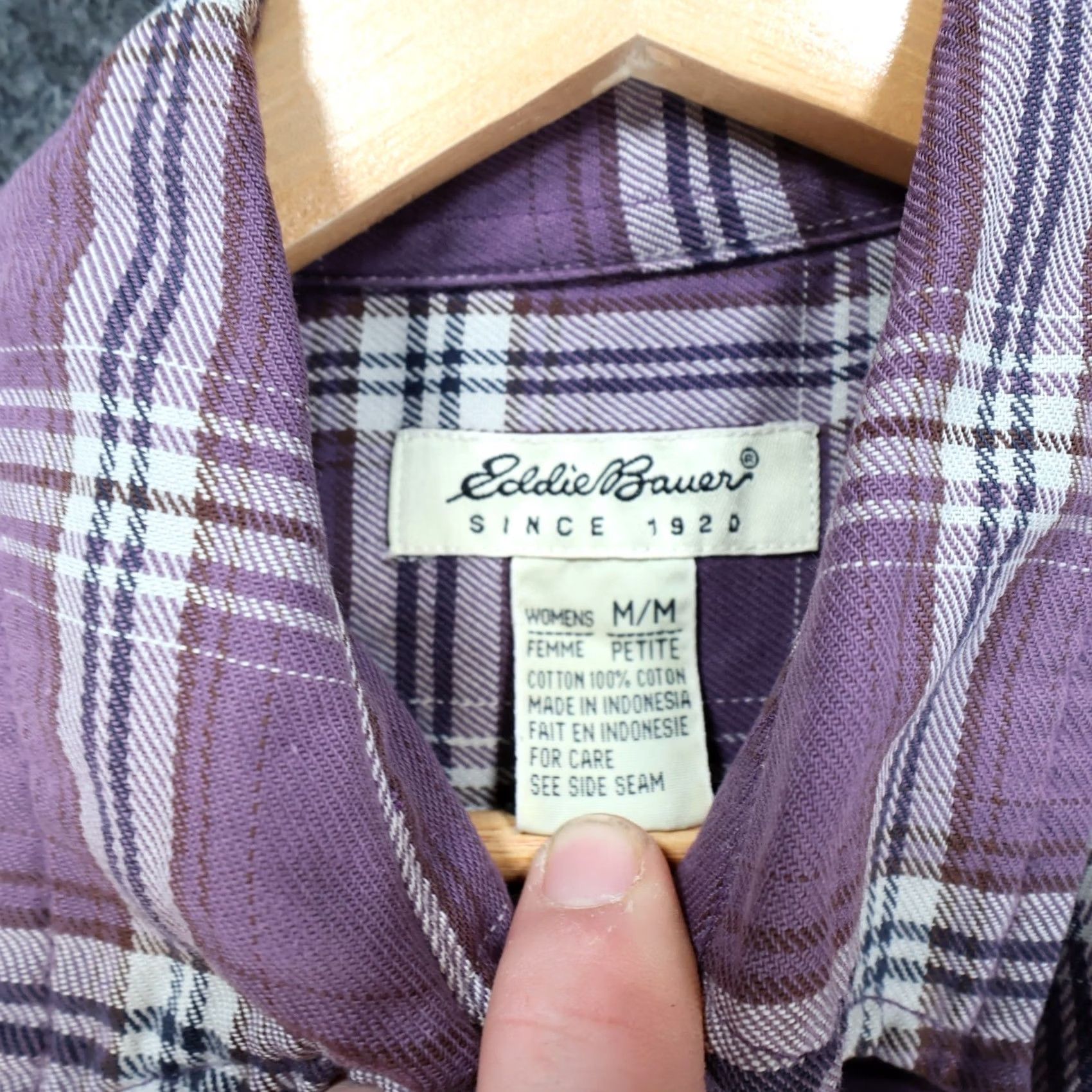 Eddie Bauer Eddie Bauer Flannel Shirt Women Medium Purple Excellent Plaid Long Sleeve Cotton Size M / US 6-8 / IT 42-44 - 7 Thumbnail