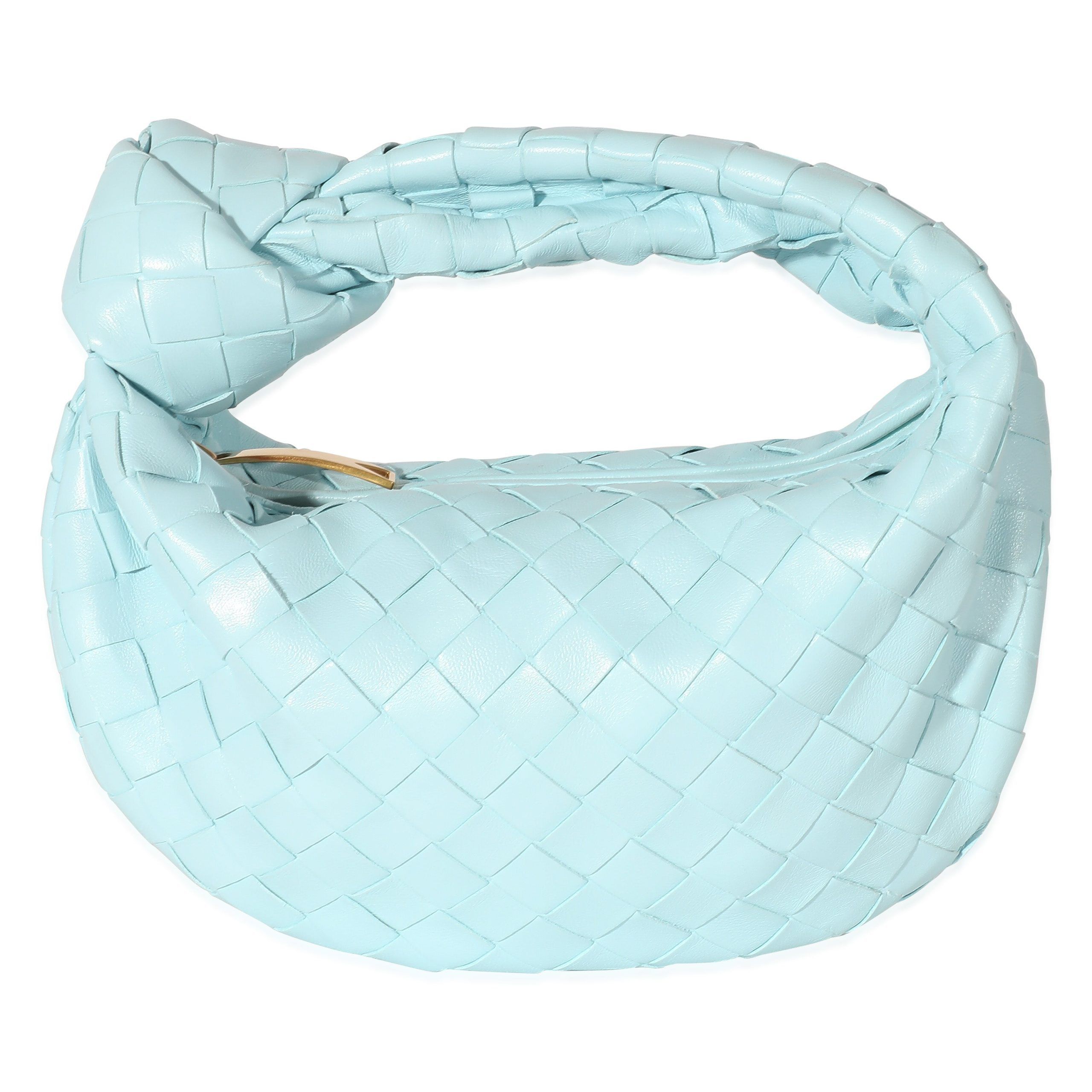 image of Bottega Veneta Teal Washed Intrecciato Lambskin Mini Jodie in Blue, Women's