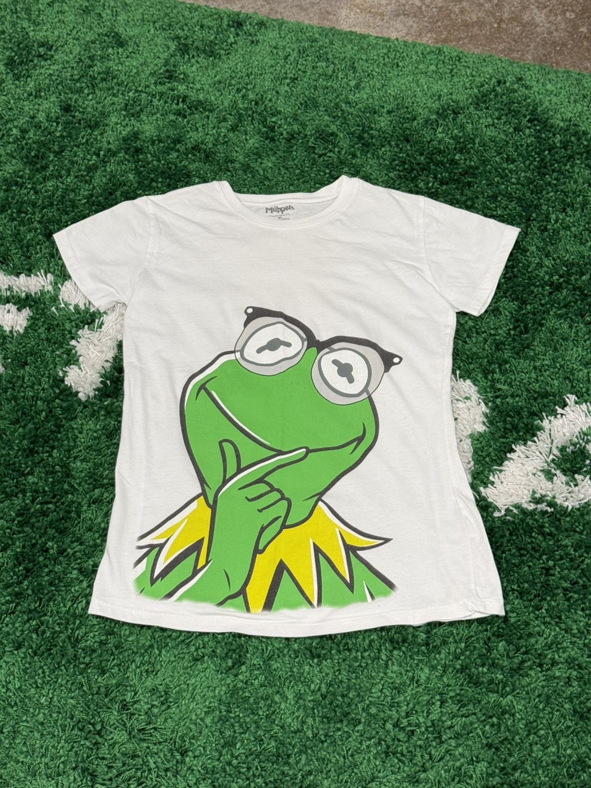 Vintage Muppets Kermit Frog Glasses White Tee XL Portrait All Over Size XL / US 12-14 / IT 48-50 - 1 Thumbnail