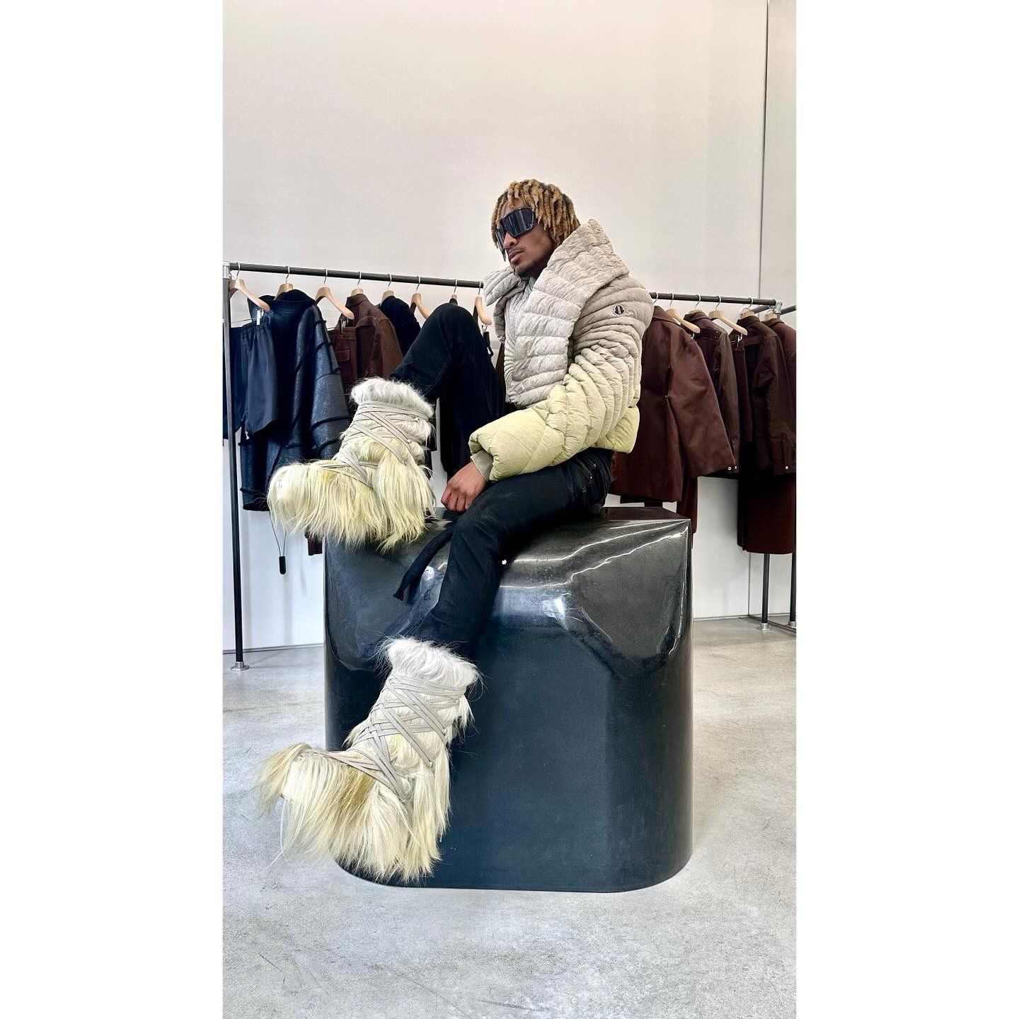 Moncler × Rick Owens *NEW* FUR BIGROCKS BOOTS ACID DEGRADE Size US 10 / EU 43 - 8 Thumbnail