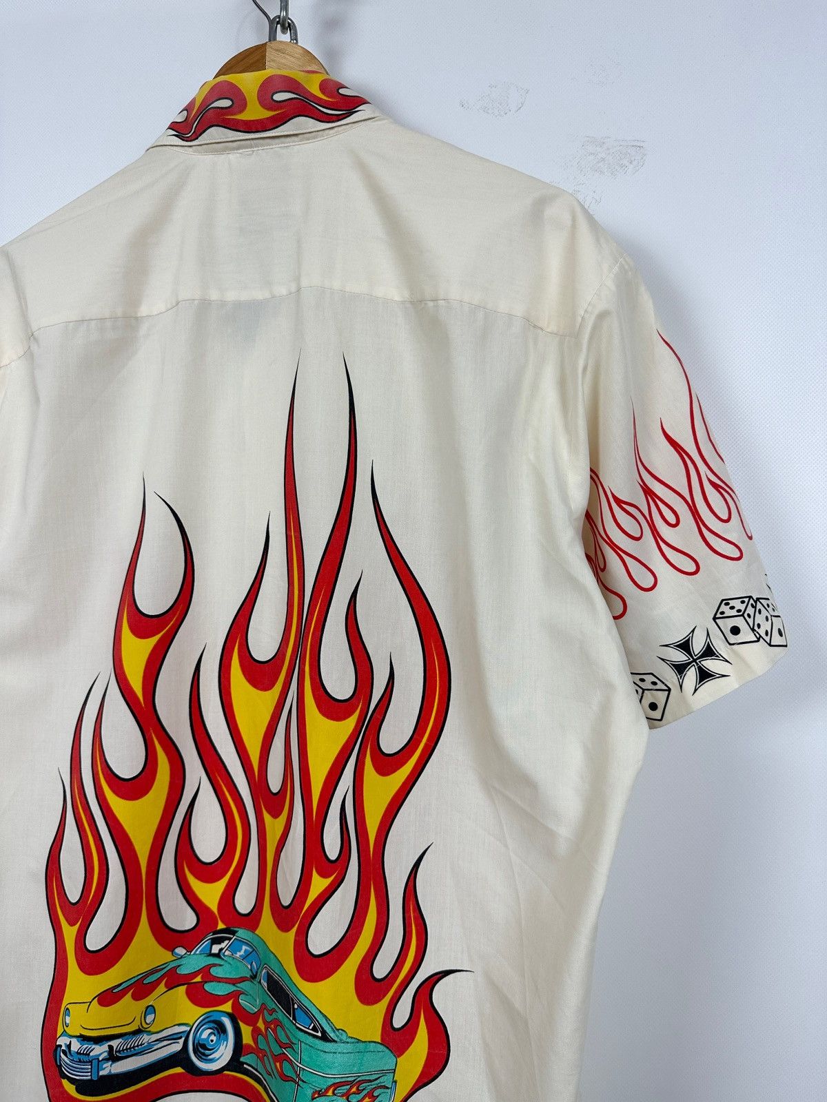 Other Vintage Pete Chenaski Fire Flame Car Crazy Hawaiian Shirt Size US XL / EU 56 / 4 - 12 Thumbnail