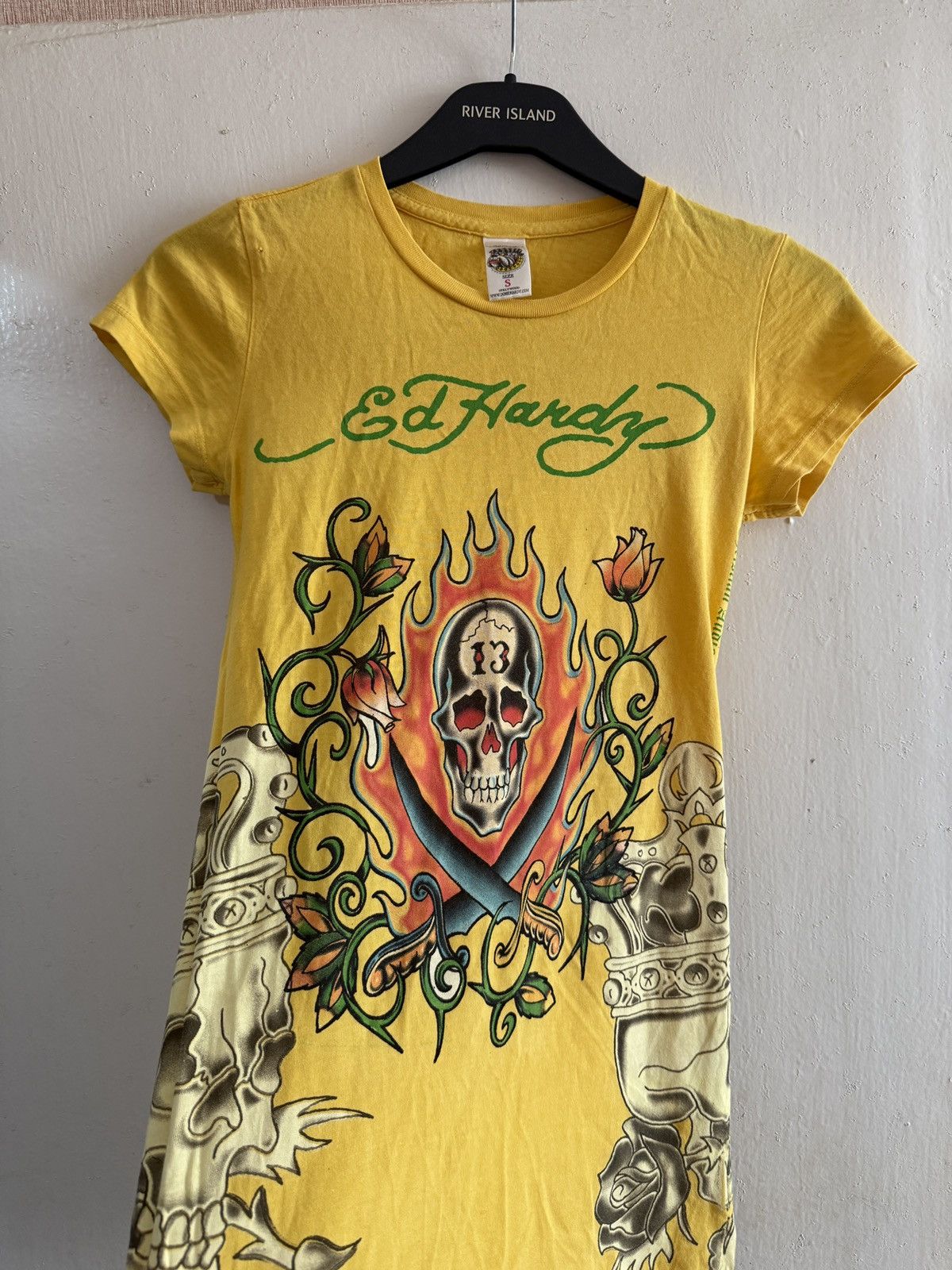 Ed Hardy Vintage Ed Hardy Womens T-Shirt Skull Flame Graphic Top Y2K Size S / US 4 / IT 40 - 3 Thumbnail