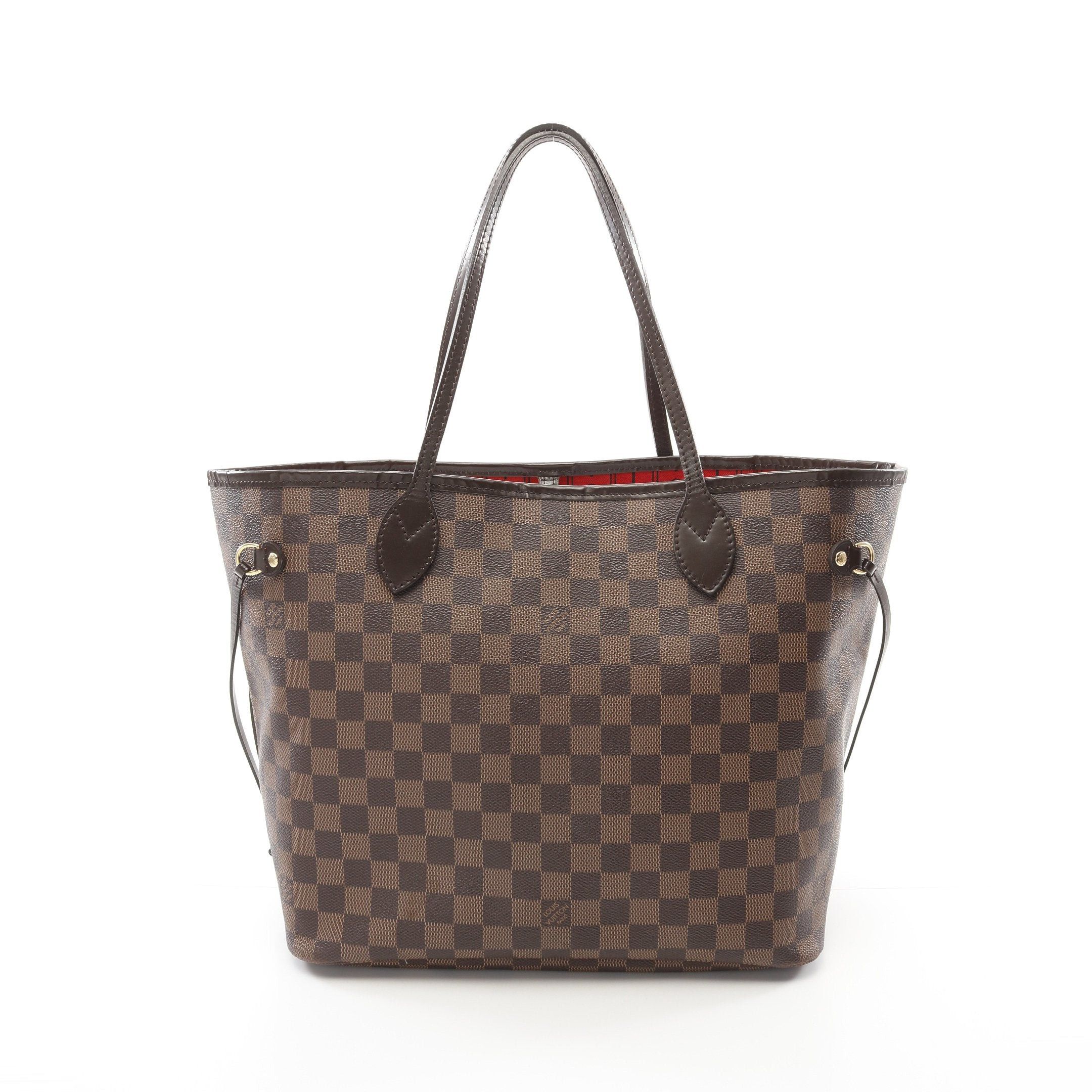 Louis Vuitton Neverfull Mm Damier Ebene Shoulder Bag Tote Leather Brown, Women's